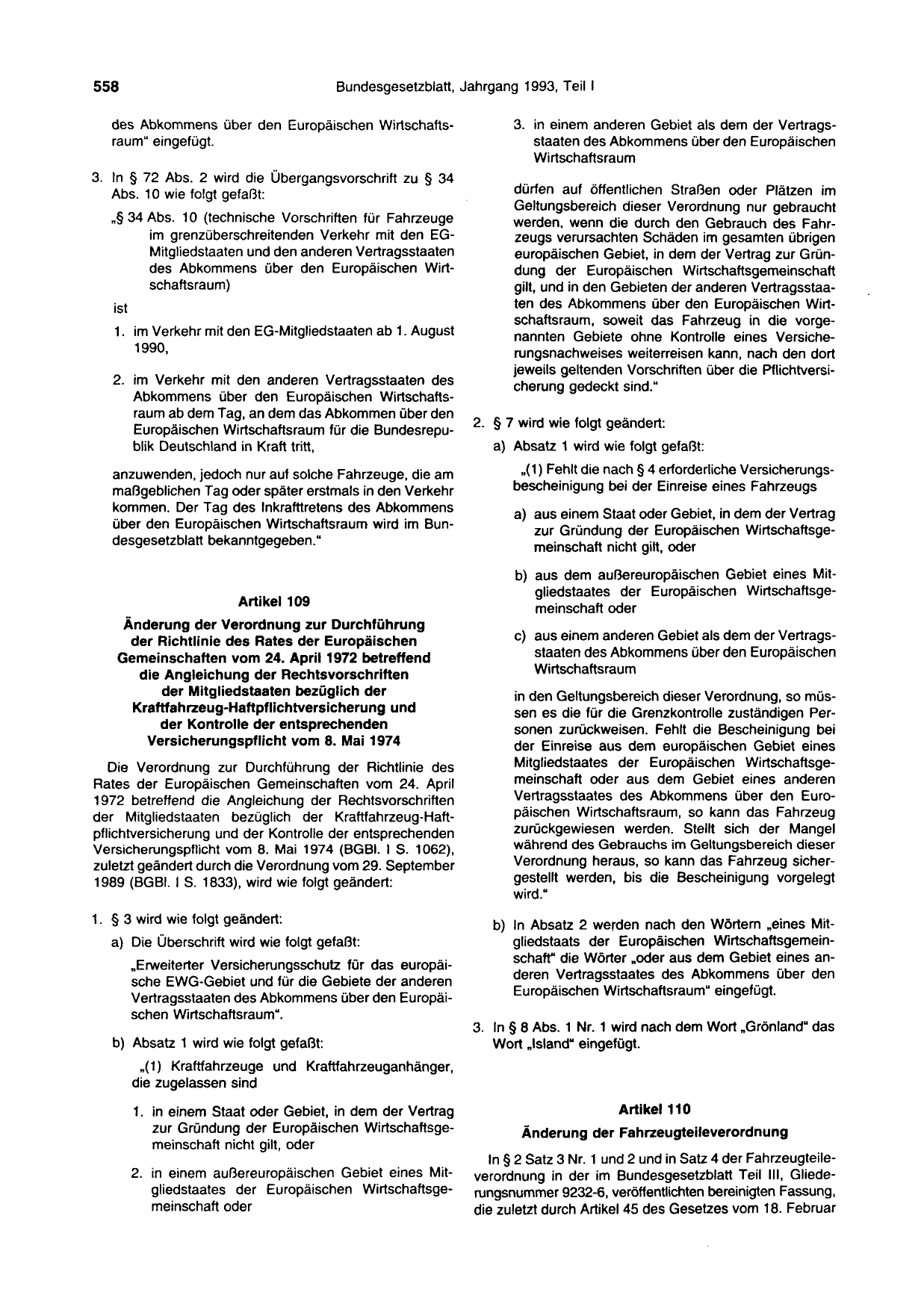 BGBl. 1993, Seite 558 — Originalseite als Abbildung