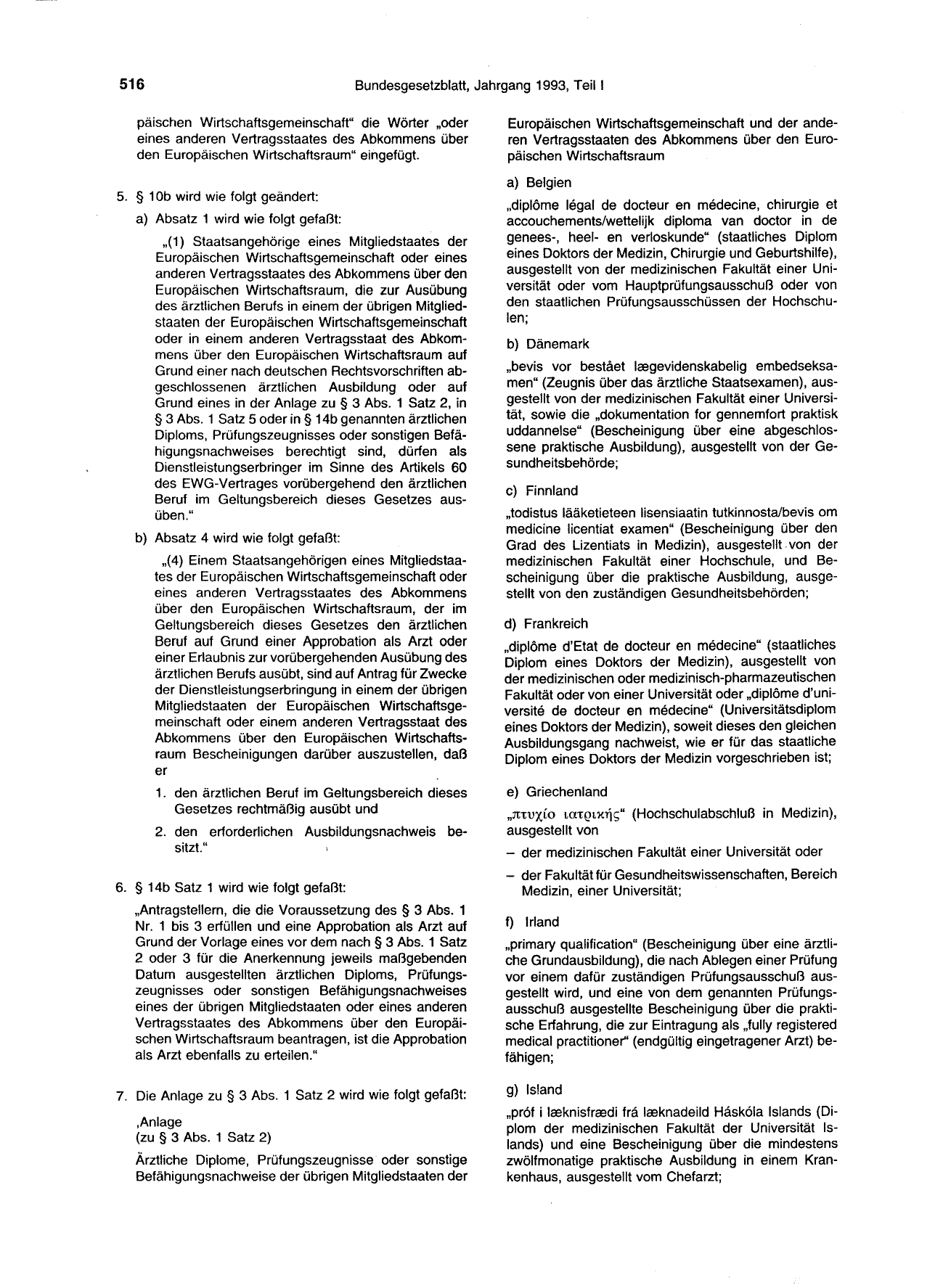 BGBl. 1993, Seite 516 — Originalseite als Abbildung