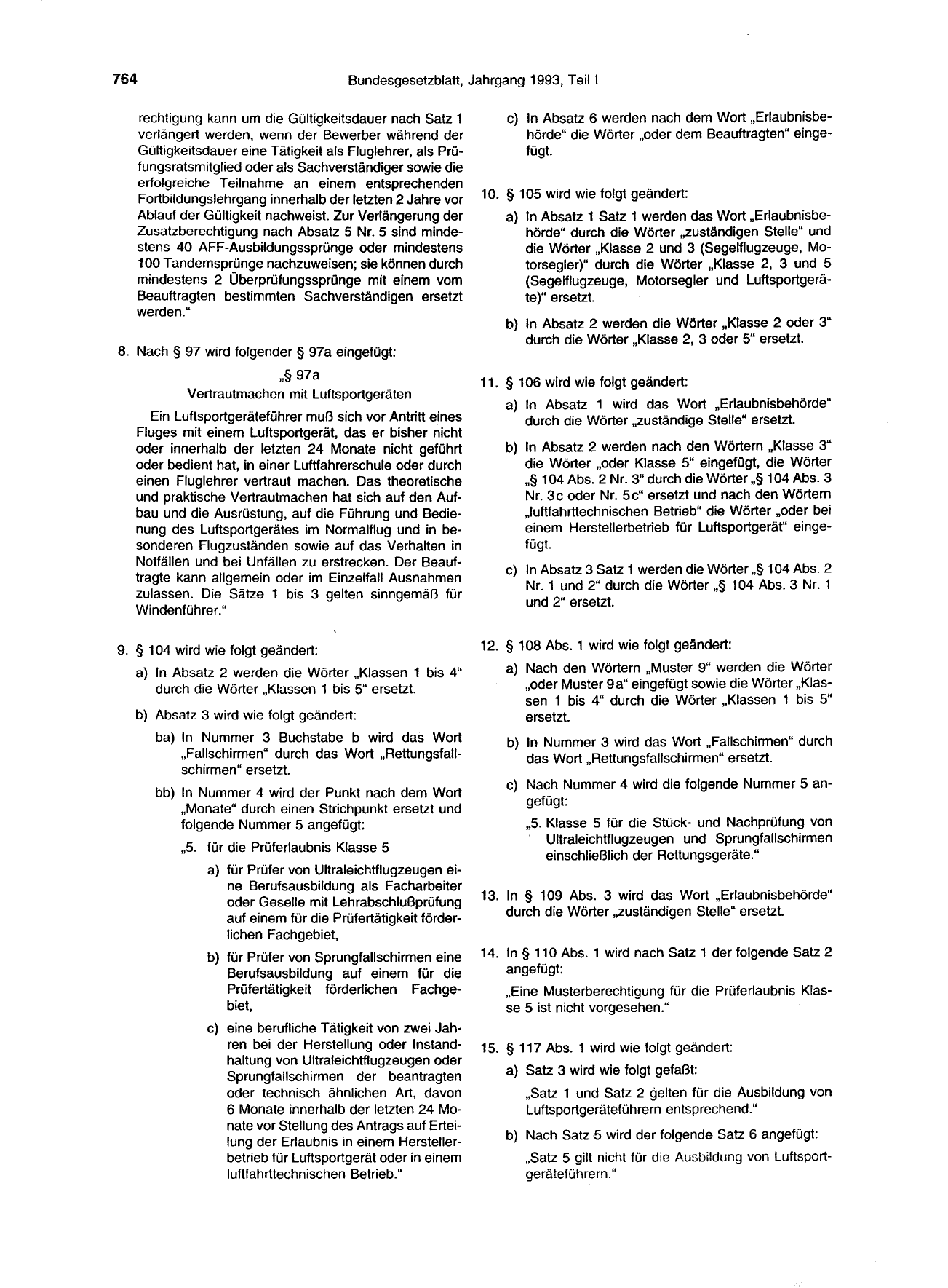 BGBl. 1993, Seite 764 — Originalseite als Abbildung
