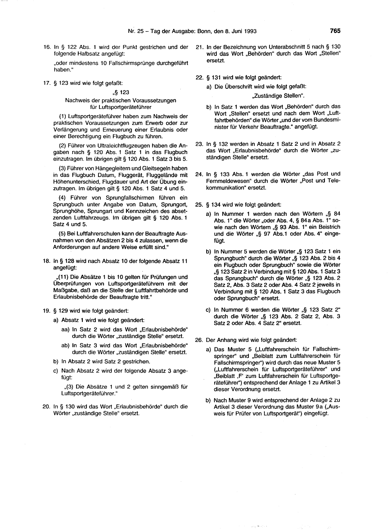 BGBl. 1993, Seite 765 — Originalseite als Abbildung