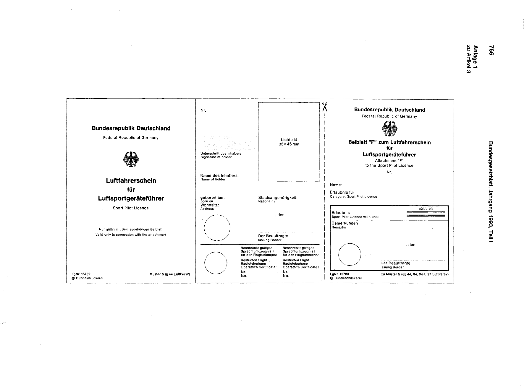 BGBl. 1993, Seite 766 — Originalseite als Abbildung