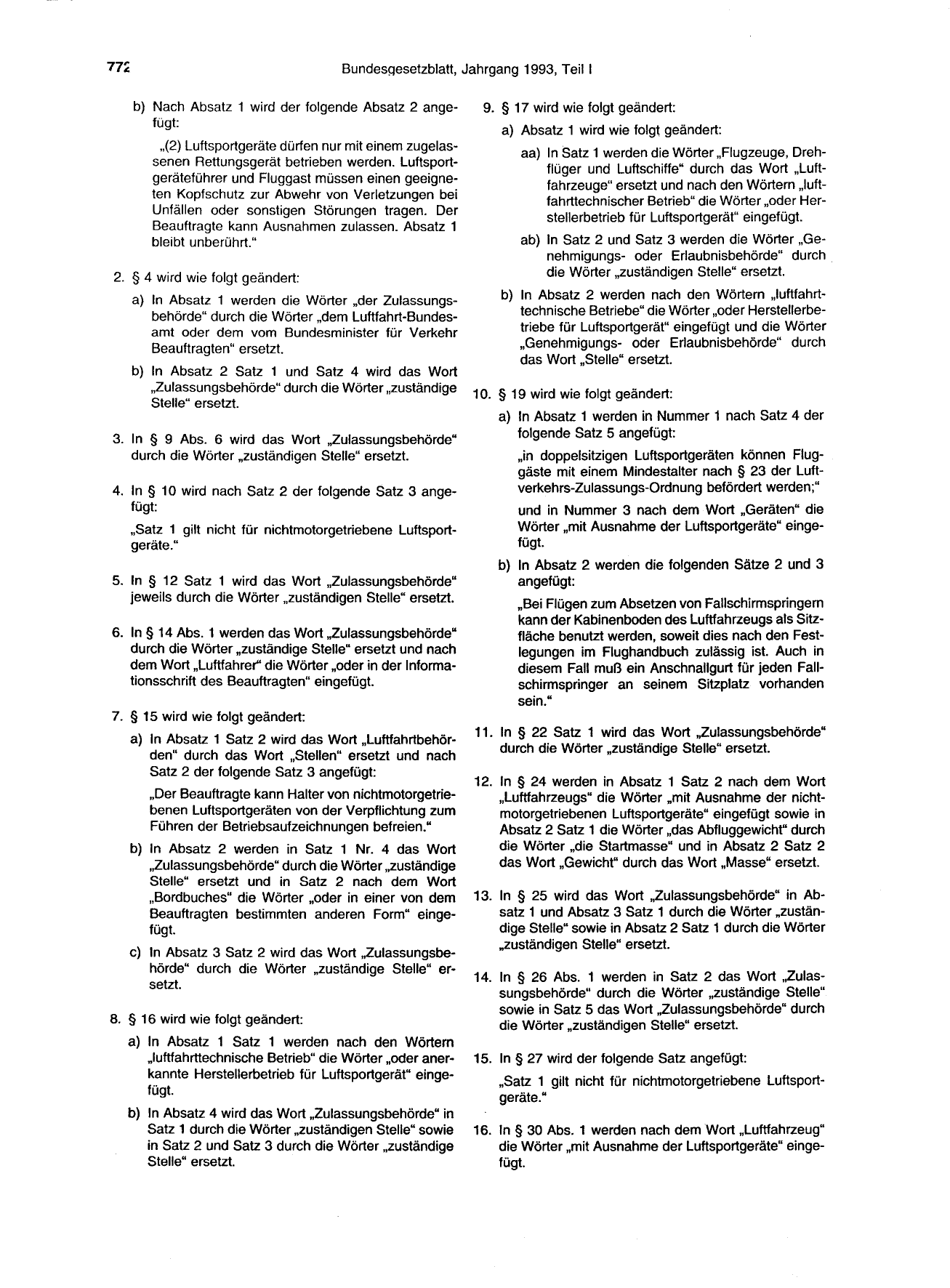 BGBl. 1993, Seite 772 — Originalseite als Abbildung