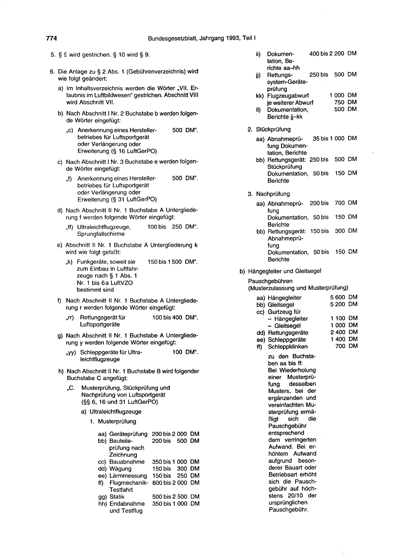 BGBl. 1993, Seite 774 — Originalseite als Abbildung