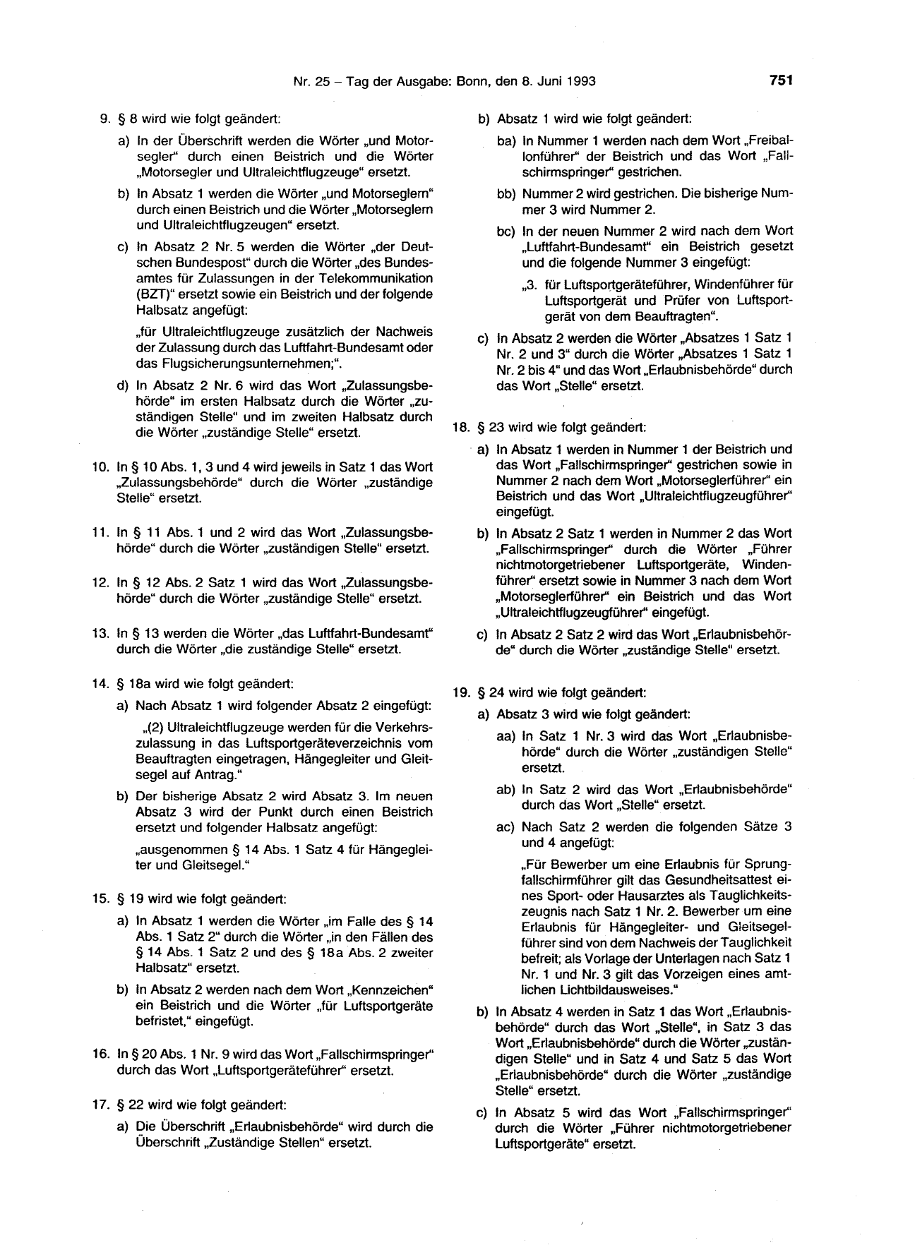 BGBl. 1993, Seite 751 — Originalseite als Abbildung