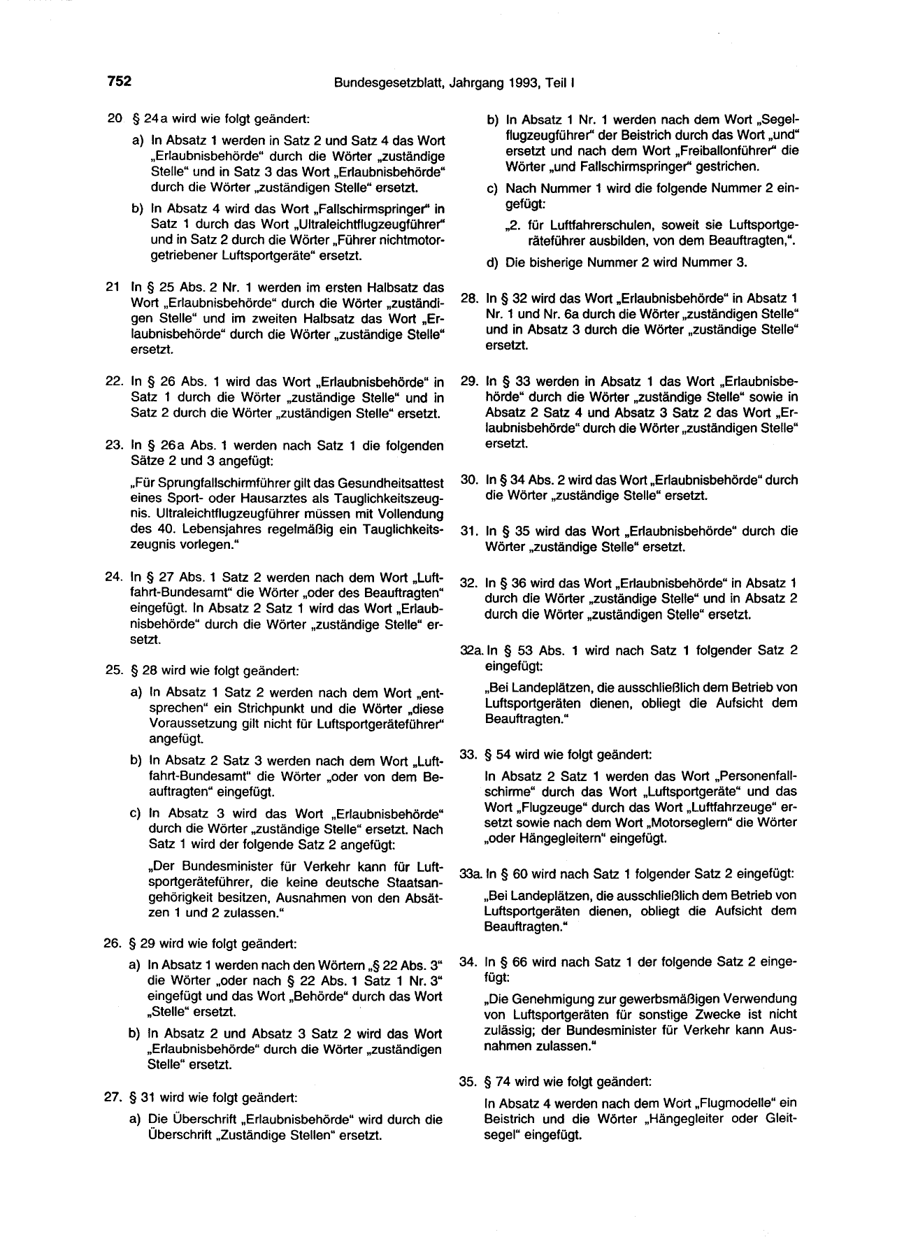 BGBl. 1993, Seite 752 — Originalseite als Abbildung