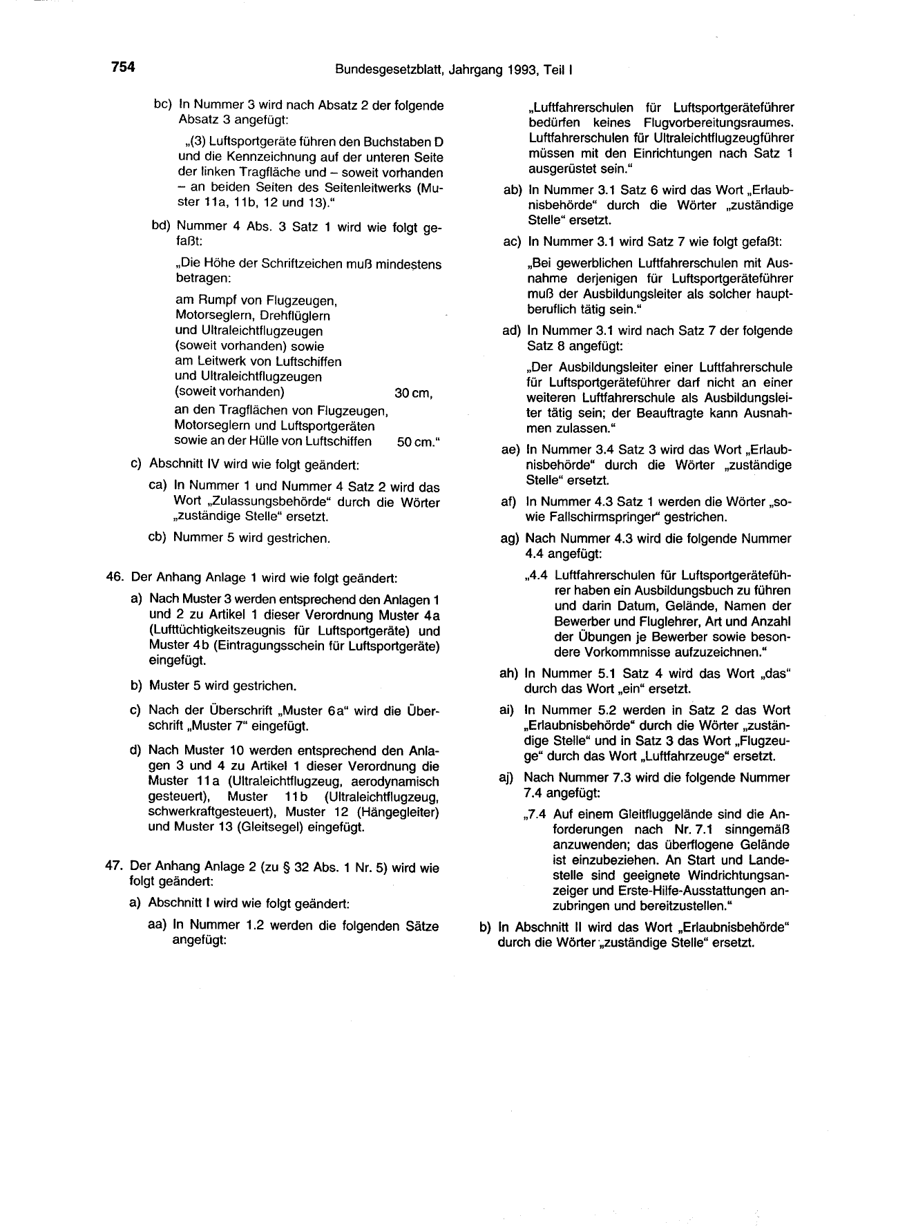 BGBl. 1993, Seite 754 — Originalseite als Abbildung