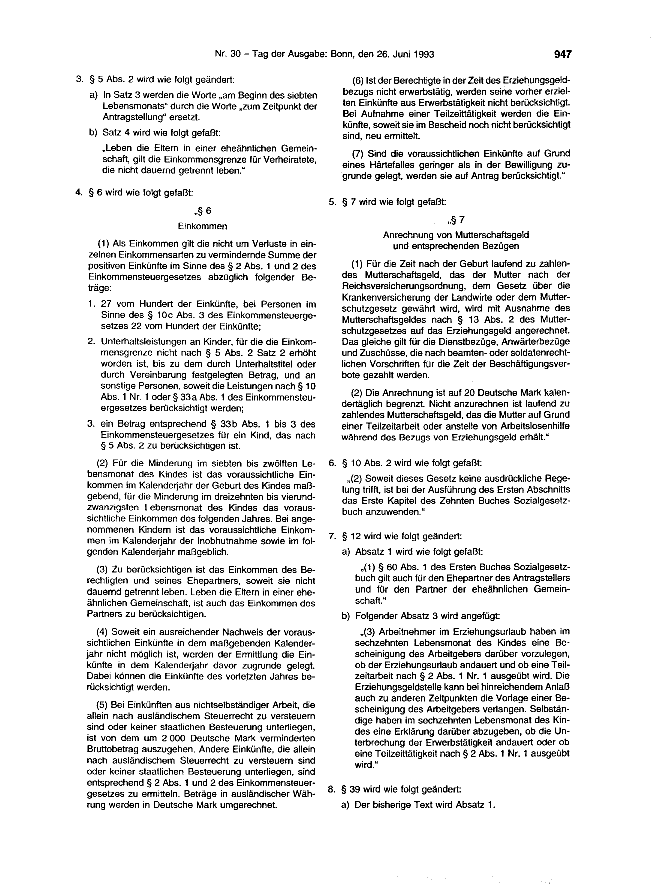 BGBl. 1993, Seite 947 — Originalseite als Abbildung