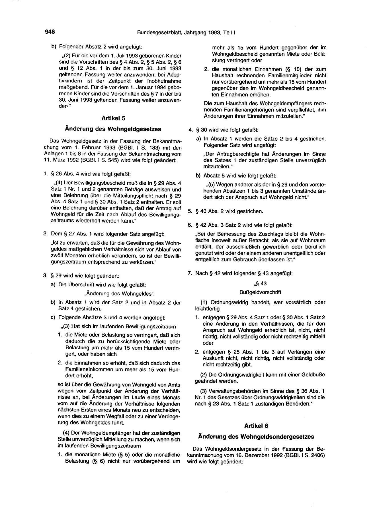 BGBl. 1993, Seite 948 — Originalseite als Abbildung