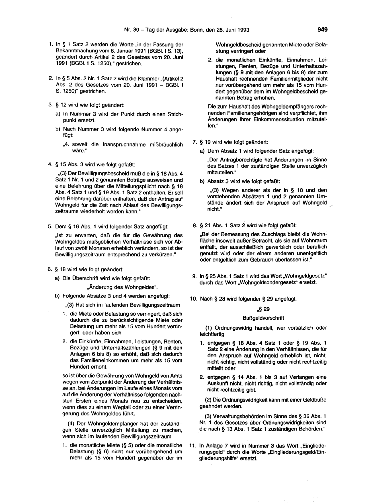 BGBl. 1993, Seite 949 — Originalseite als Abbildung