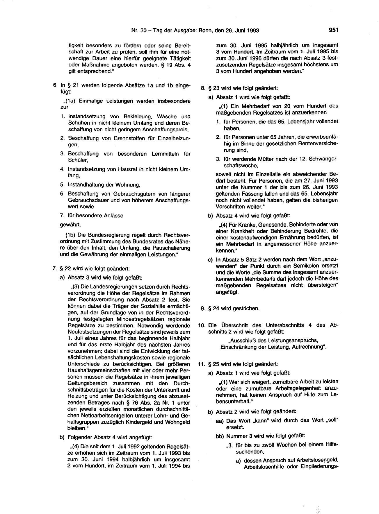 BGBl. 1993, Seite 951 — Originalseite als Abbildung