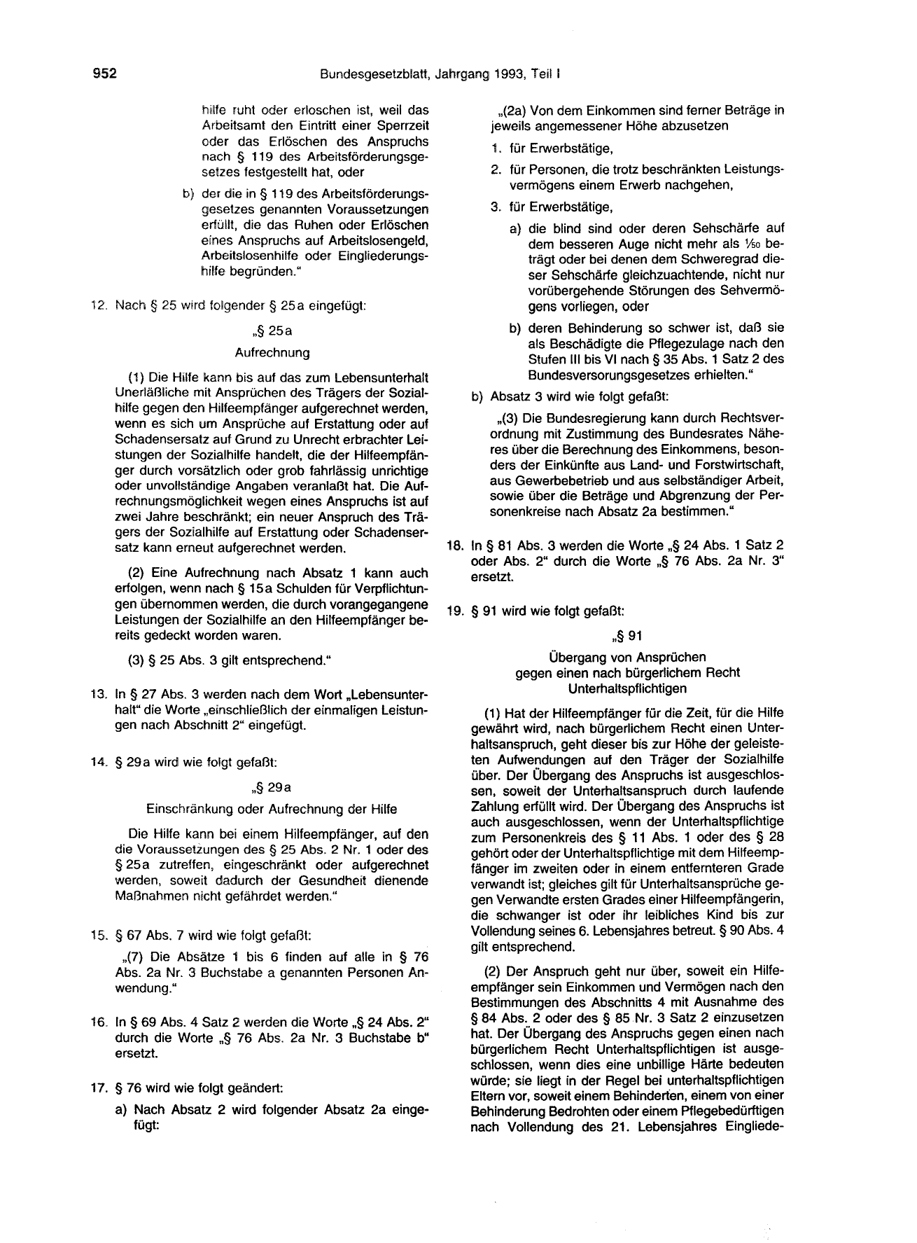 BGBl. 1993, Seite 952 — Originalseite als Abbildung