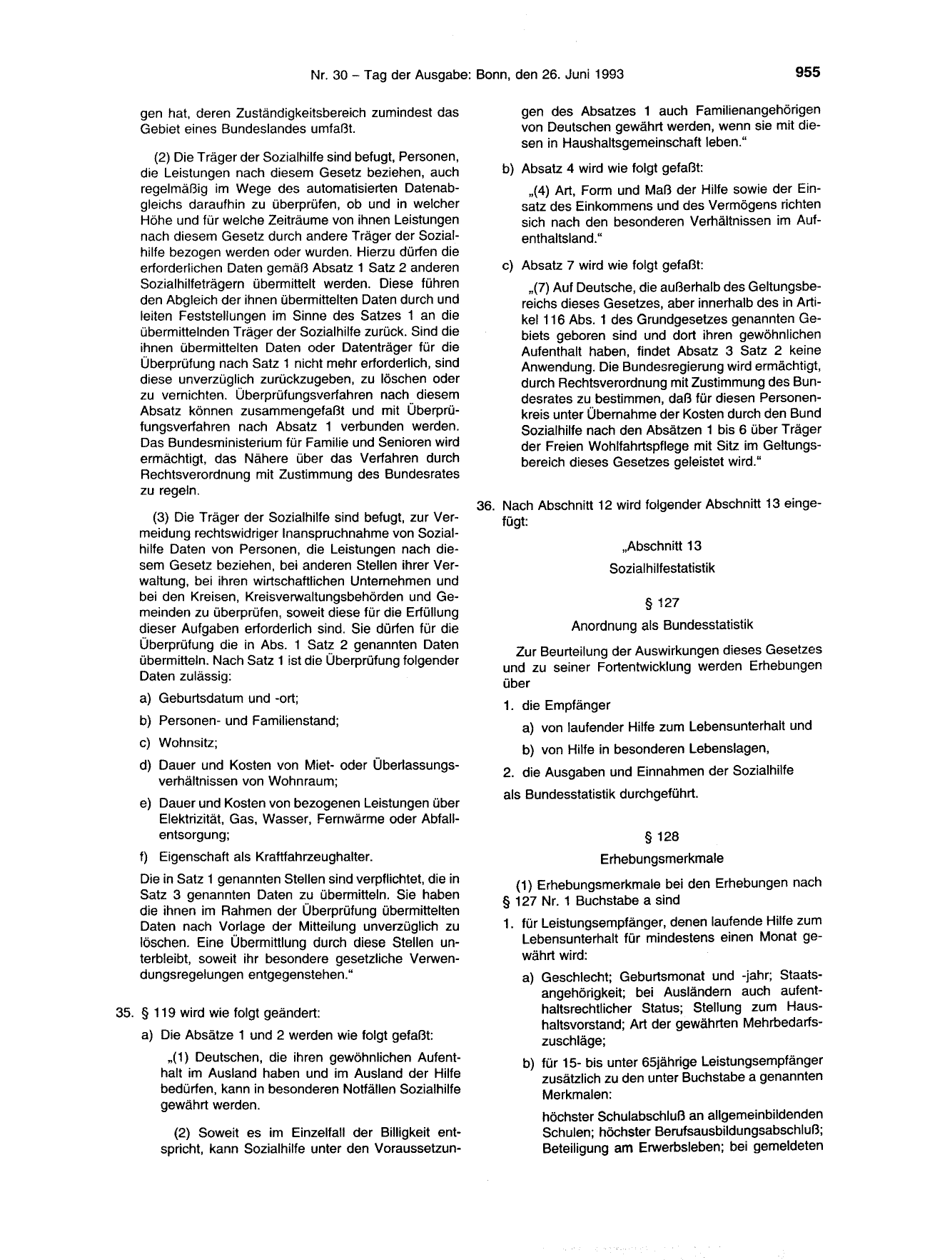 BGBl. 1993, Seite 955 — Originalseite als Abbildung