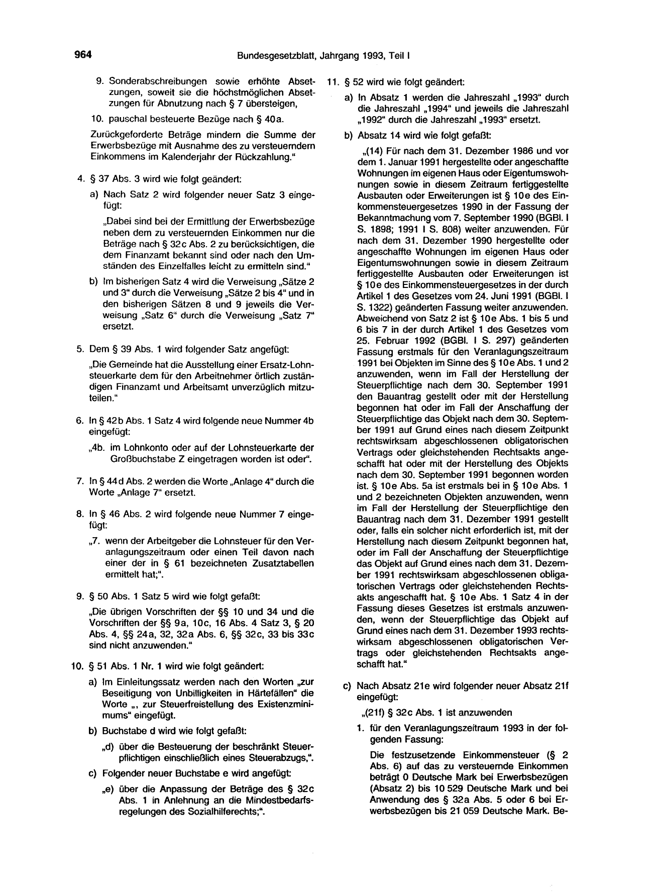 BGBl. 1993, Seite 964 — Originalseite als Abbildung