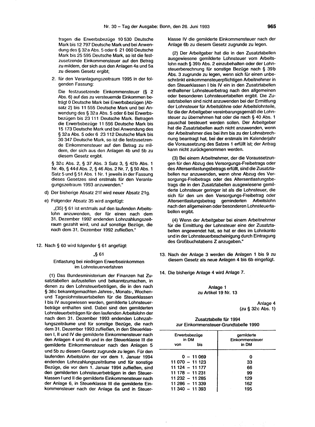 BGBl. 1993, Seite 965 — Originalseite als Abbildung