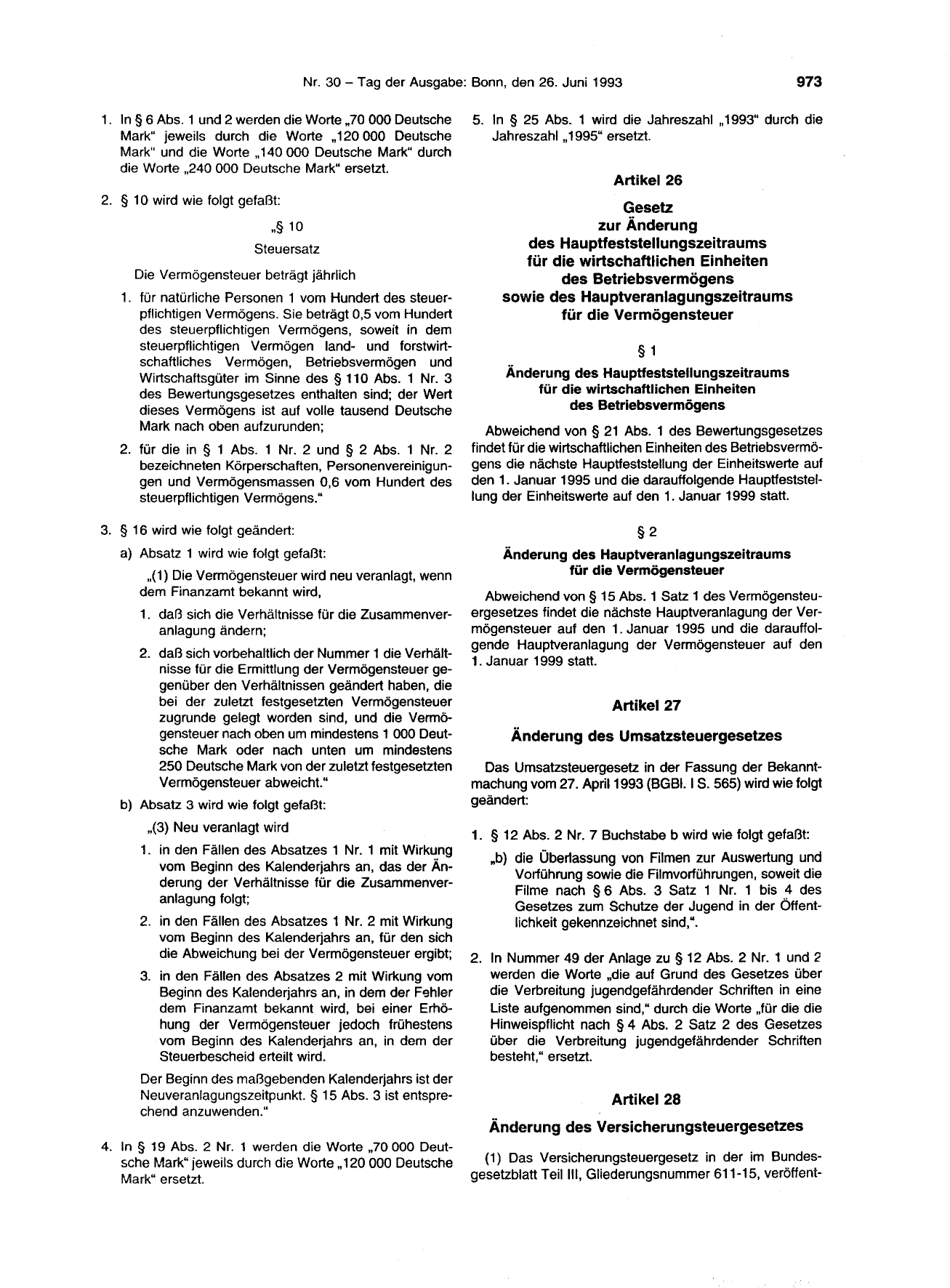 BGBl. 1993, Seite 973 — Originalseite als Abbildung