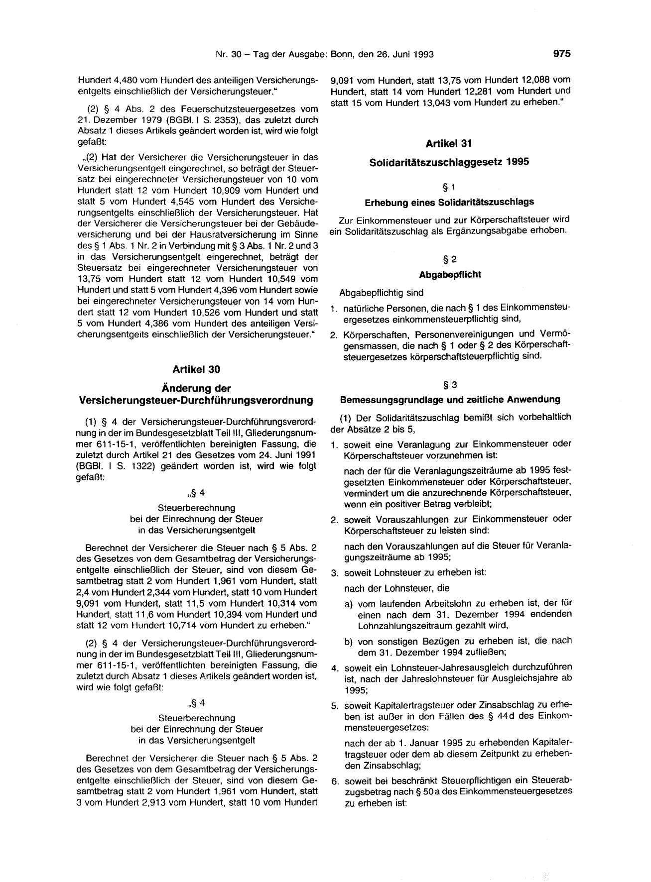 BGBl. 1993, Seite 975 — Originalseite als Abbildung