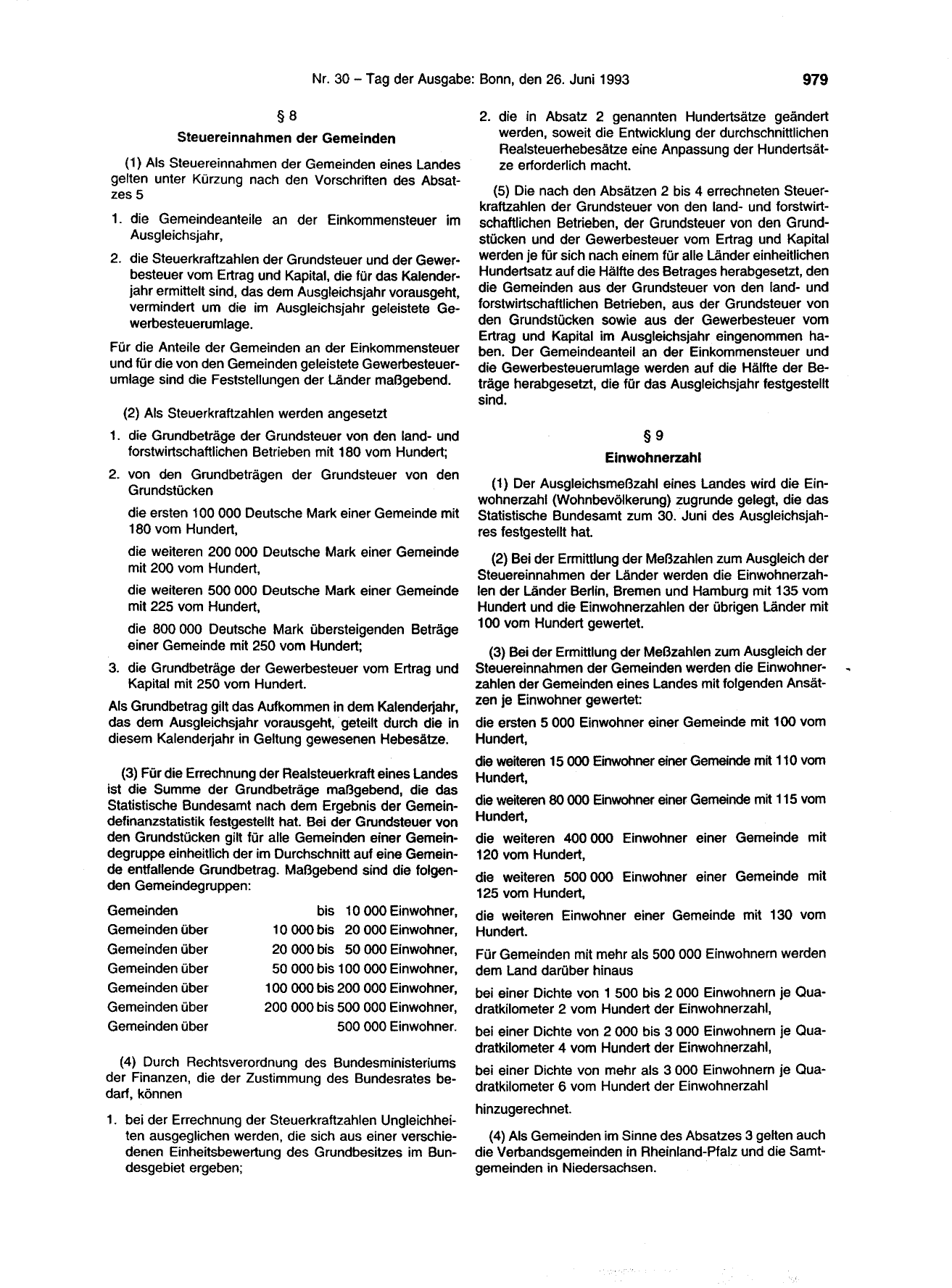 BGBl. 1993, Seite 979 — Originalseite als Abbildung