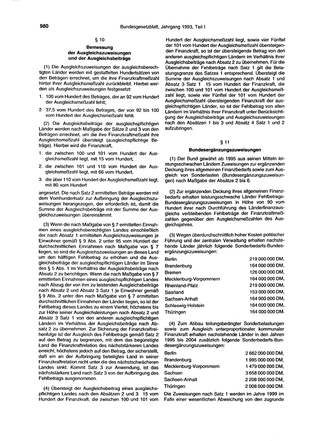 BGBl. 1993, Seite 980 — Originalseite als Abbildung
