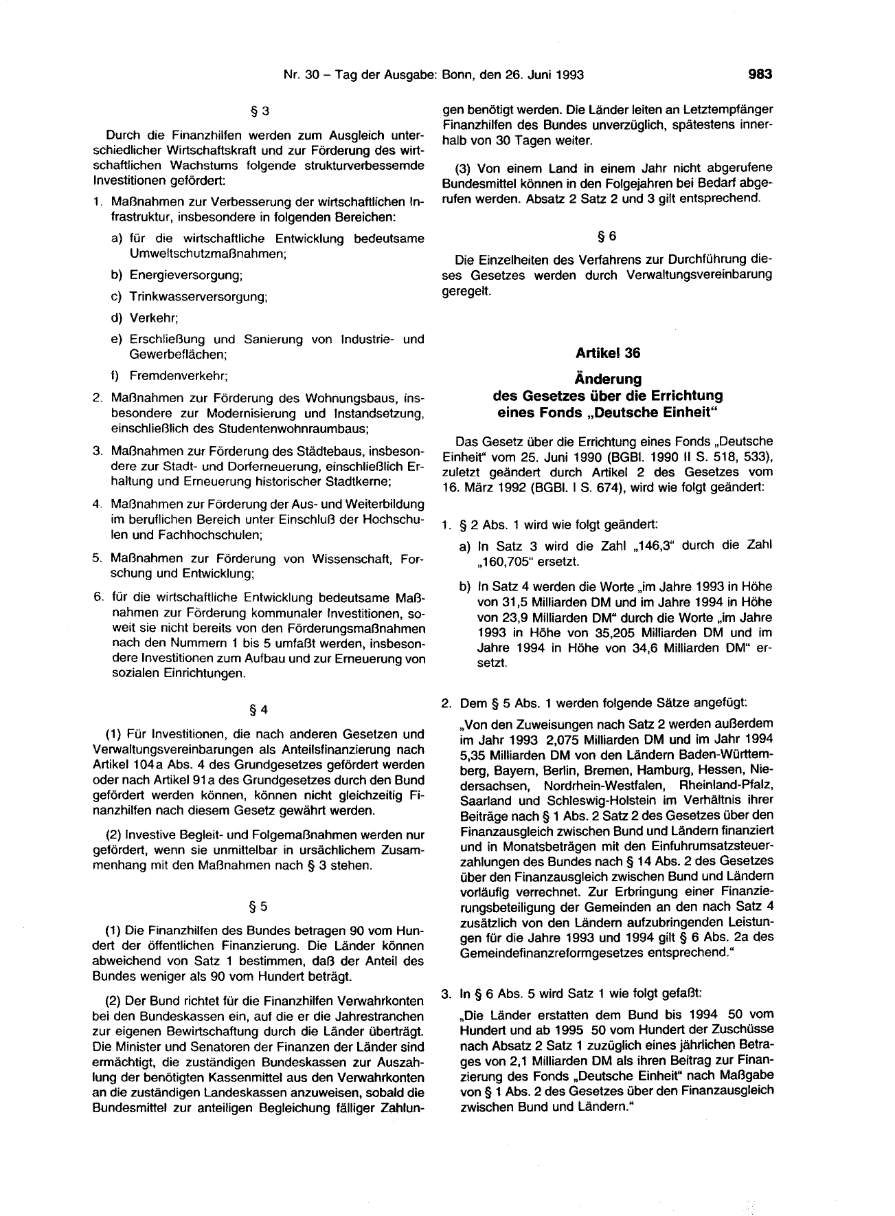 BGBl. 1993, Seite 983 — Originalseite als Abbildung