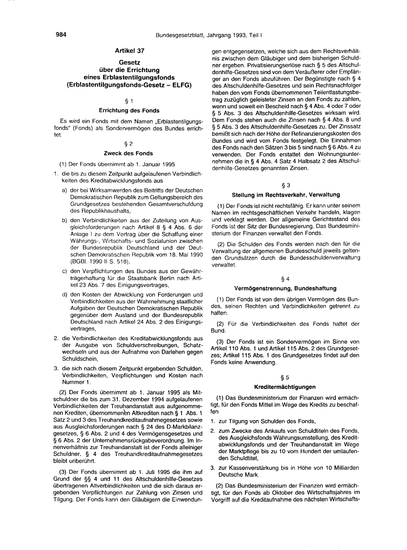 BGBl. 1993, Seite 984 — Originalseite als Abbildung