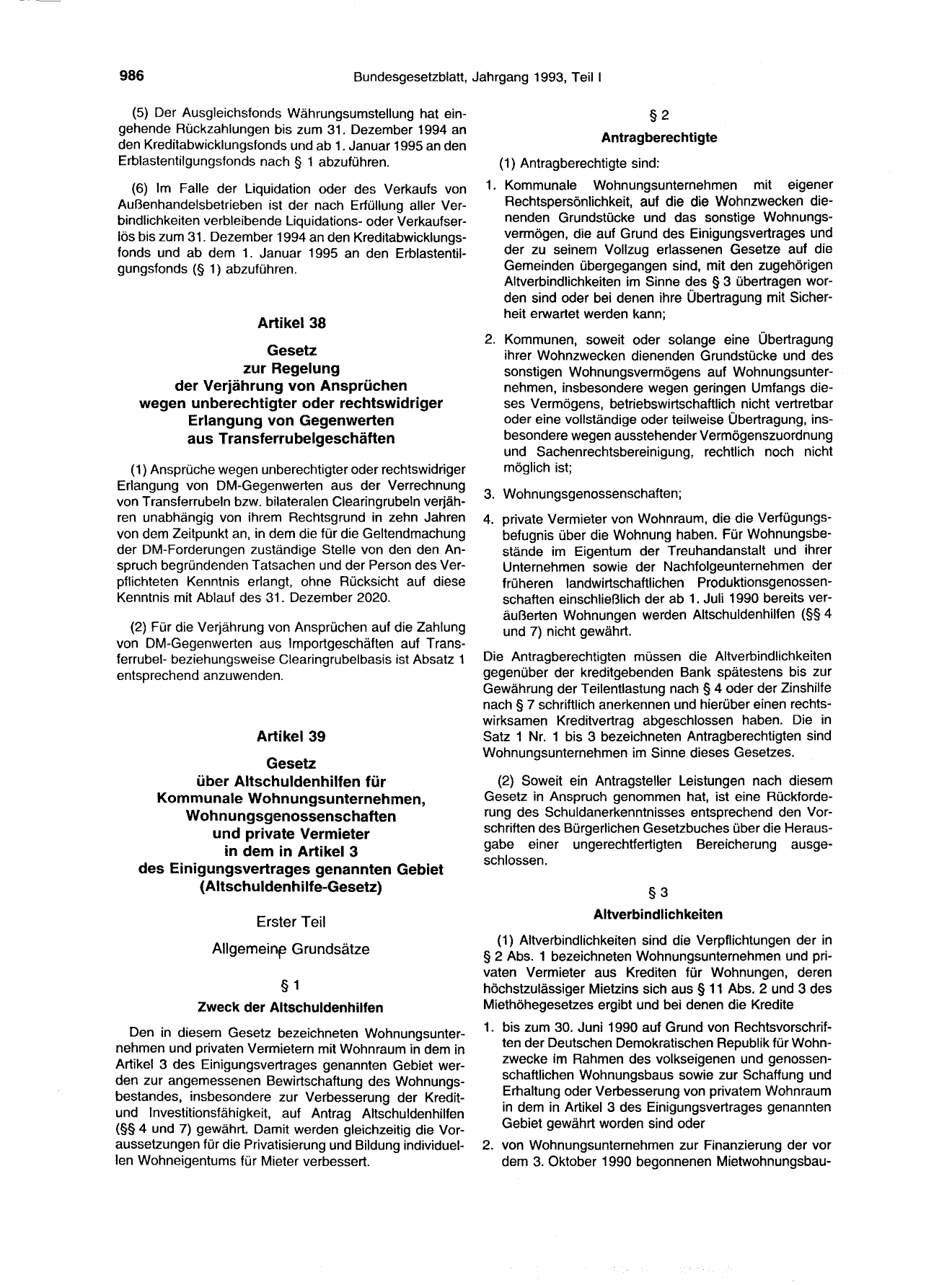 BGBl. 1993, Seite 986 — Originalseite als Abbildung