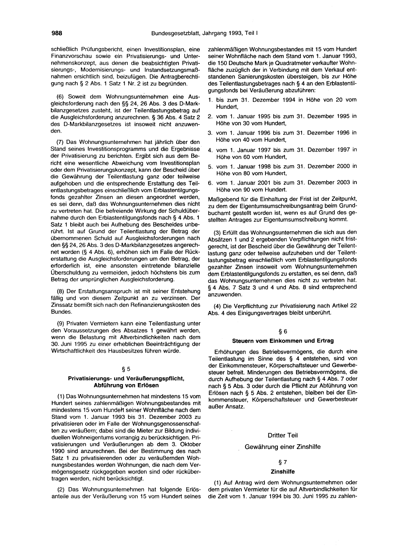BGBl. 1993, Seite 988 — Originalseite als Abbildung