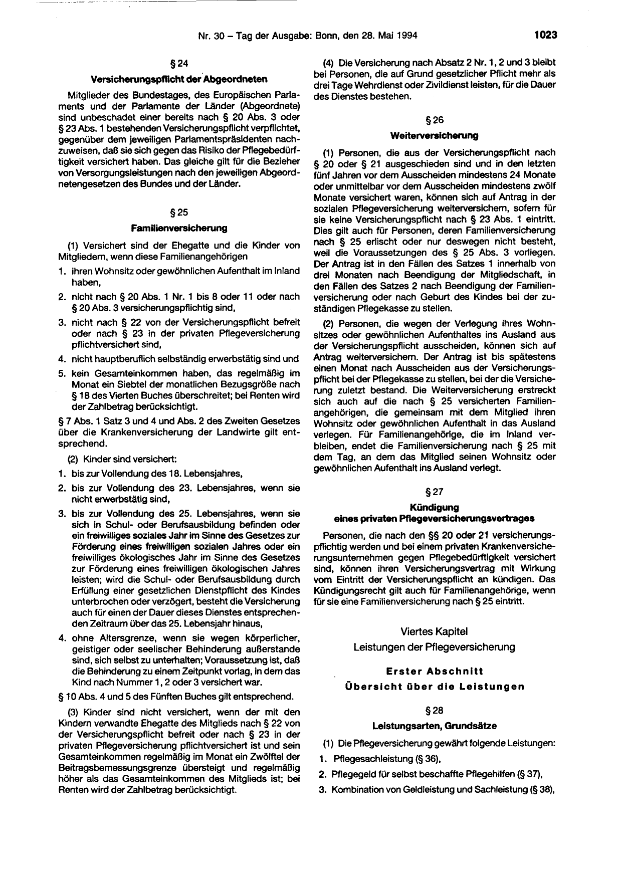 BGBl. 1994, Seite 1023 — Originalseite als Abbildung