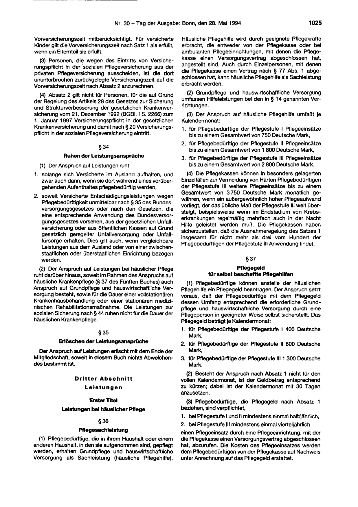 BGBl. 1994, Seite 1025 — Originalseite als Abbildung