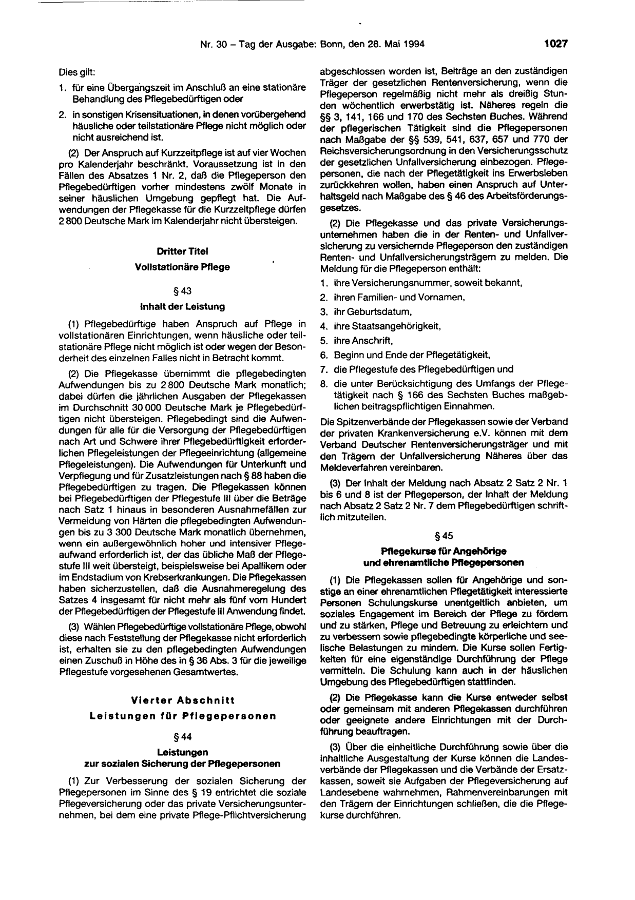 BGBl. 1994, Seite 1027 — Originalseite als Abbildung