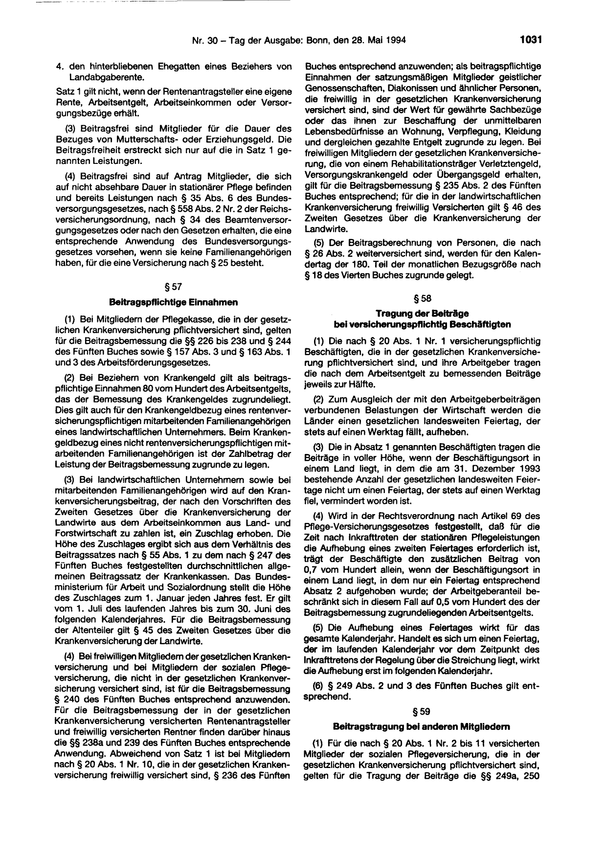 BGBl. 1994, Seite 1031 — Originalseite als Abbildung