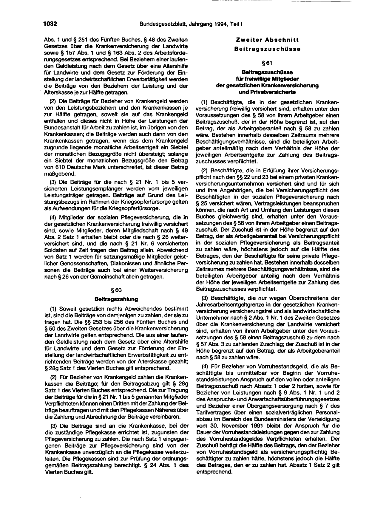 BGBl. 1994, Seite 1032 — Originalseite als Abbildung