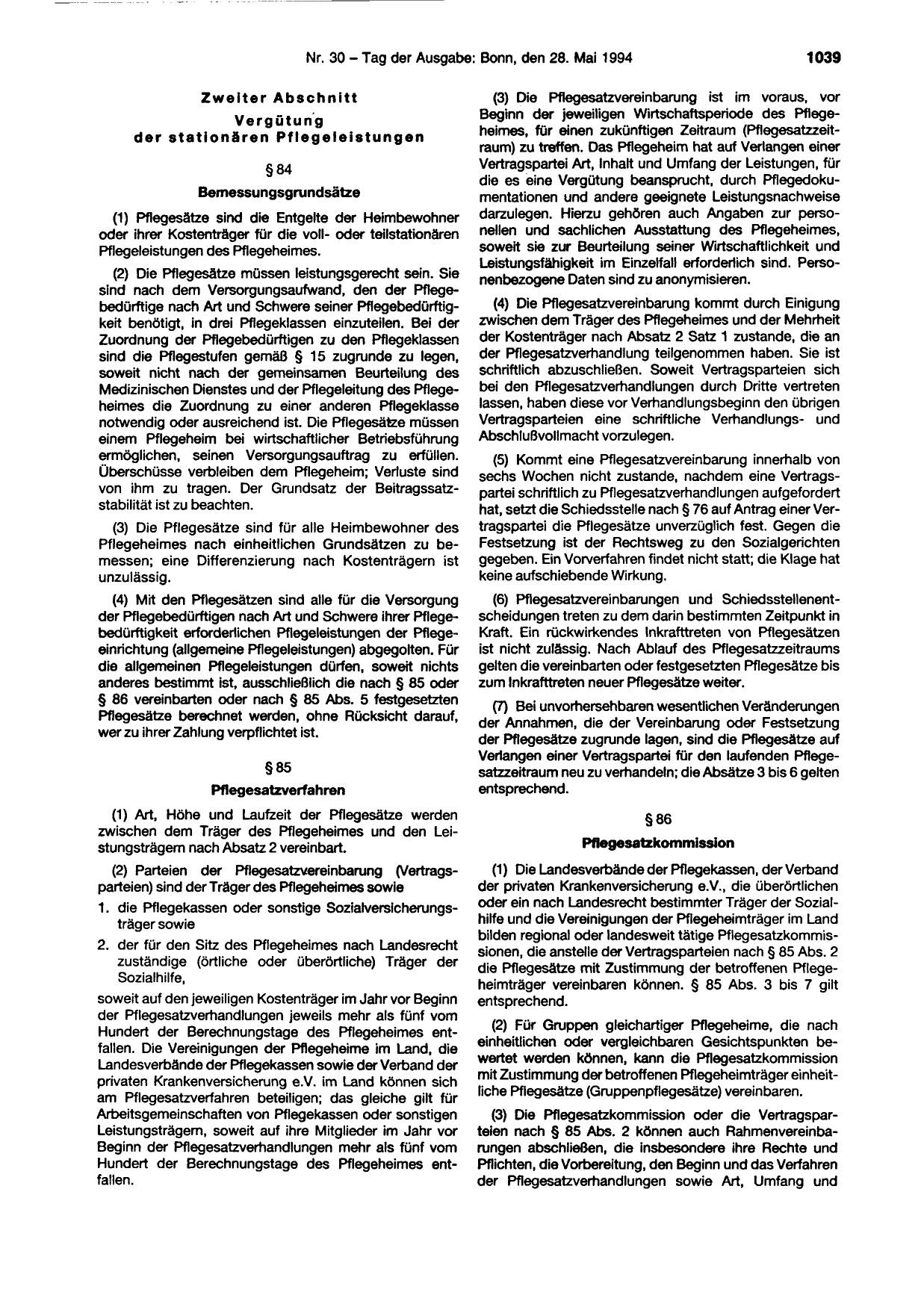 BGBl. 1994, Seite 1039 — Originalseite als Abbildung