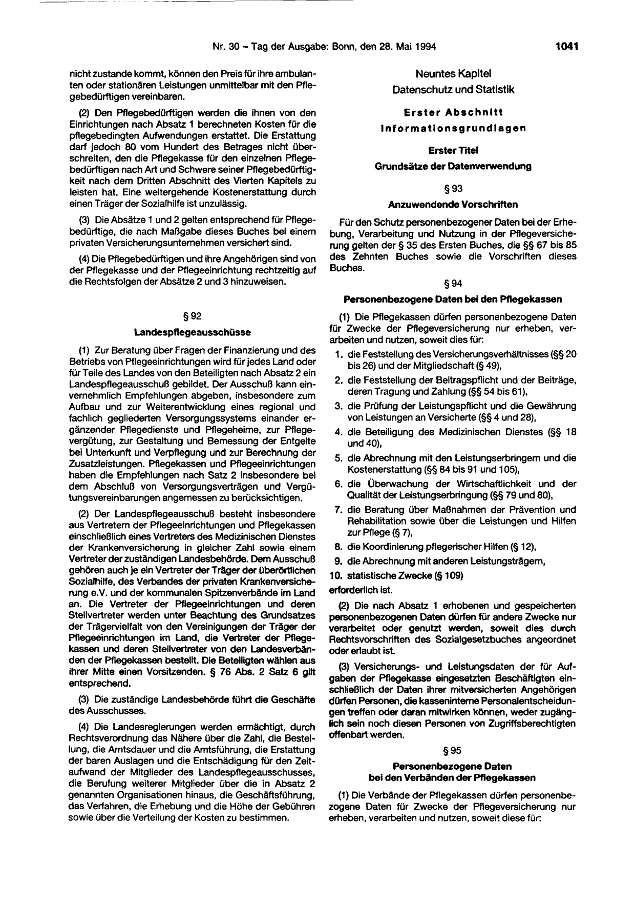BGBl. 1994, Seite 1041 — Originalseite als Abbildung