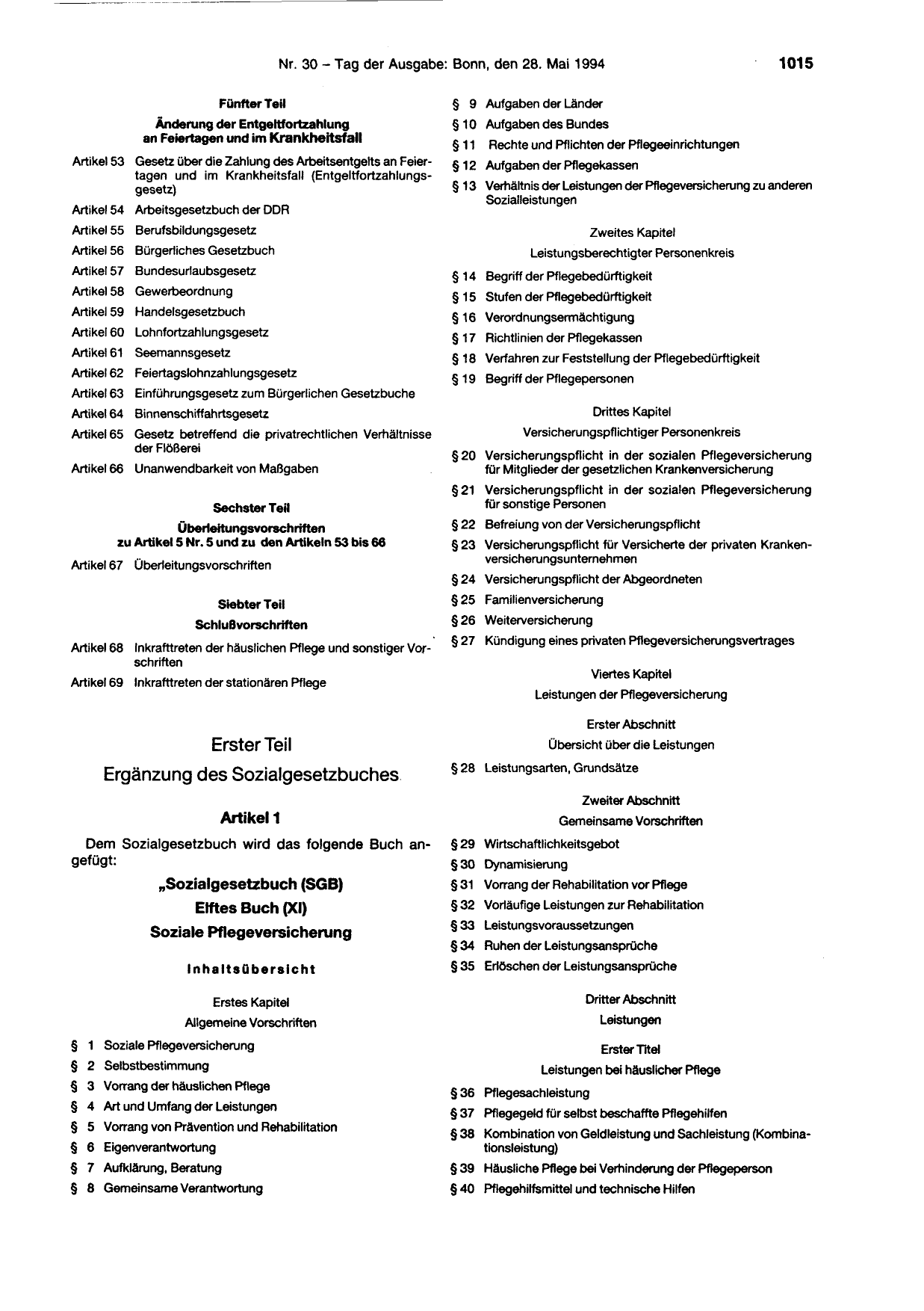 BGBl. 1994, Seite 1015 — Originalseite als Abbildung