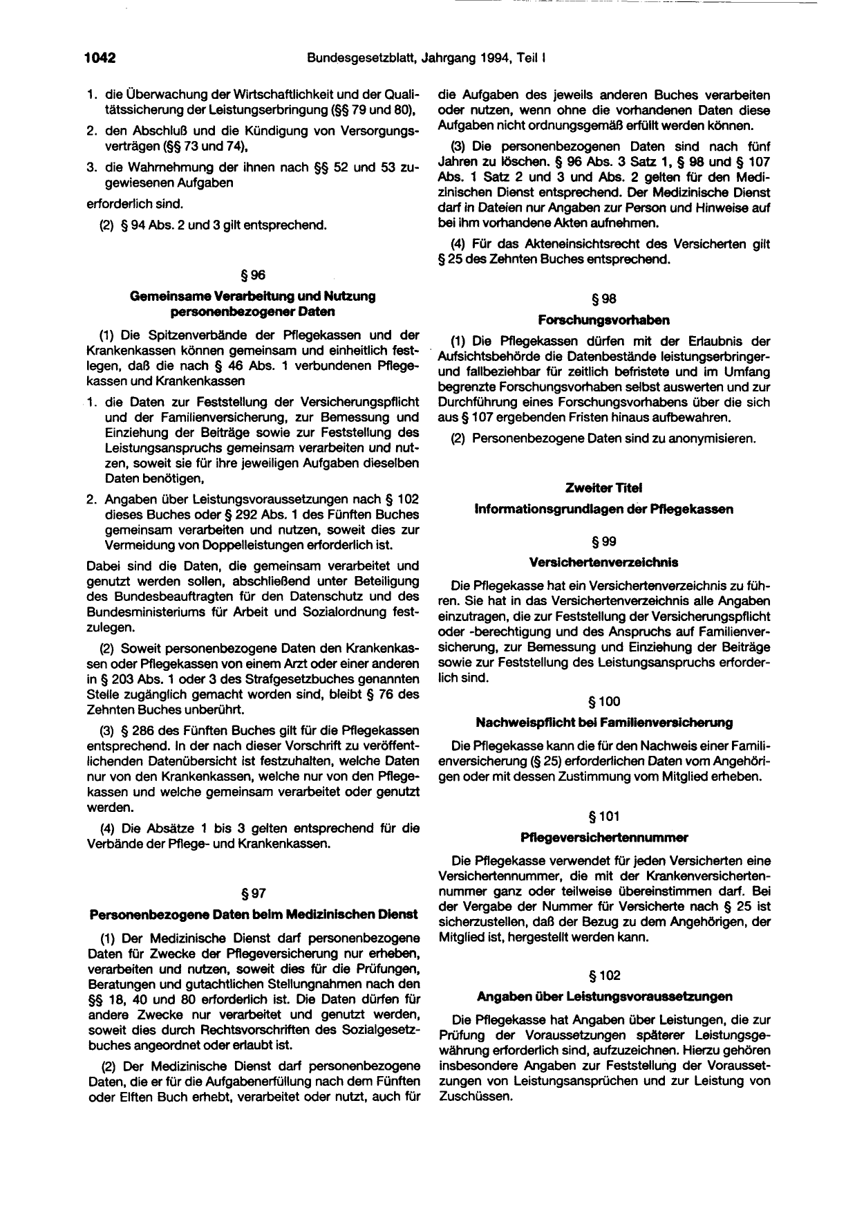 BGBl. 1994, Seite 1042 — Originalseite als Abbildung