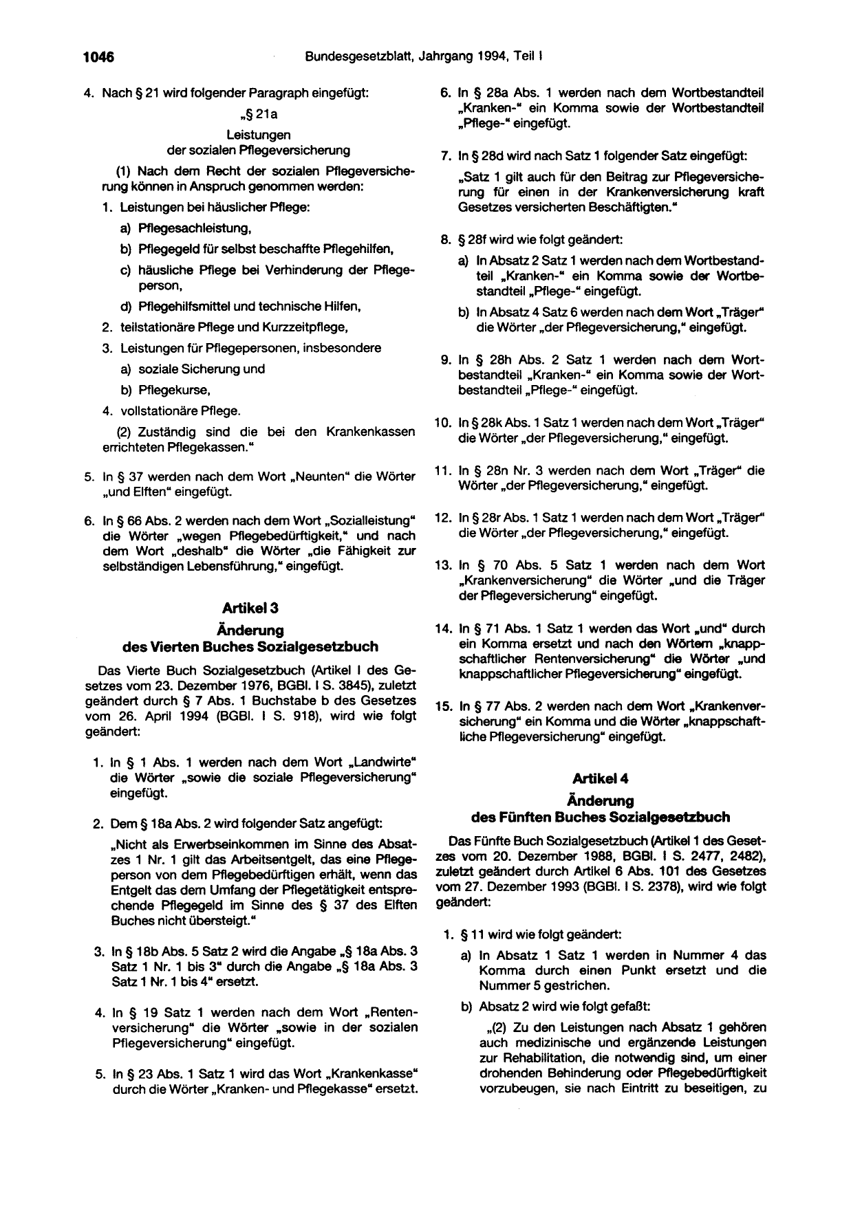 BGBl. 1994, Seite 1046 — Originalseite als Abbildung