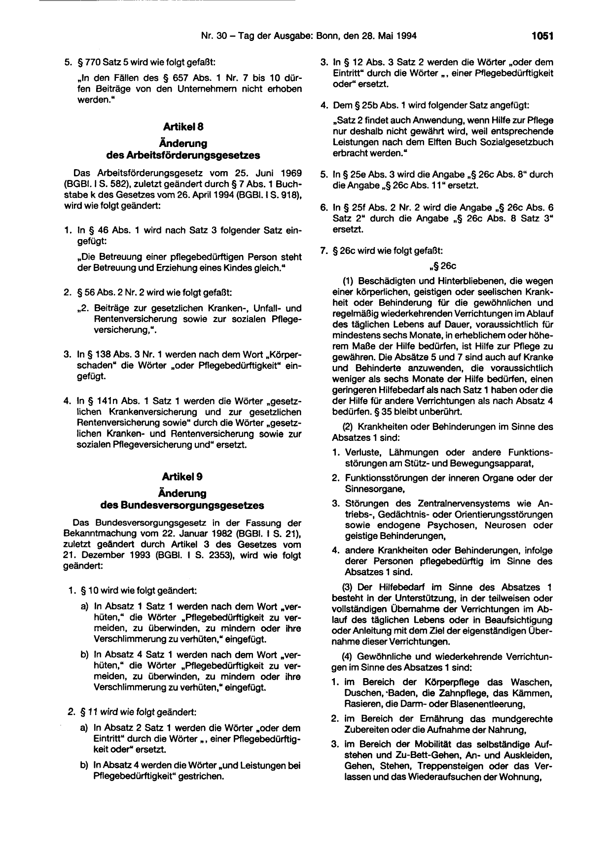 BGBl. 1994, Seite 1051 — Originalseite als Abbildung