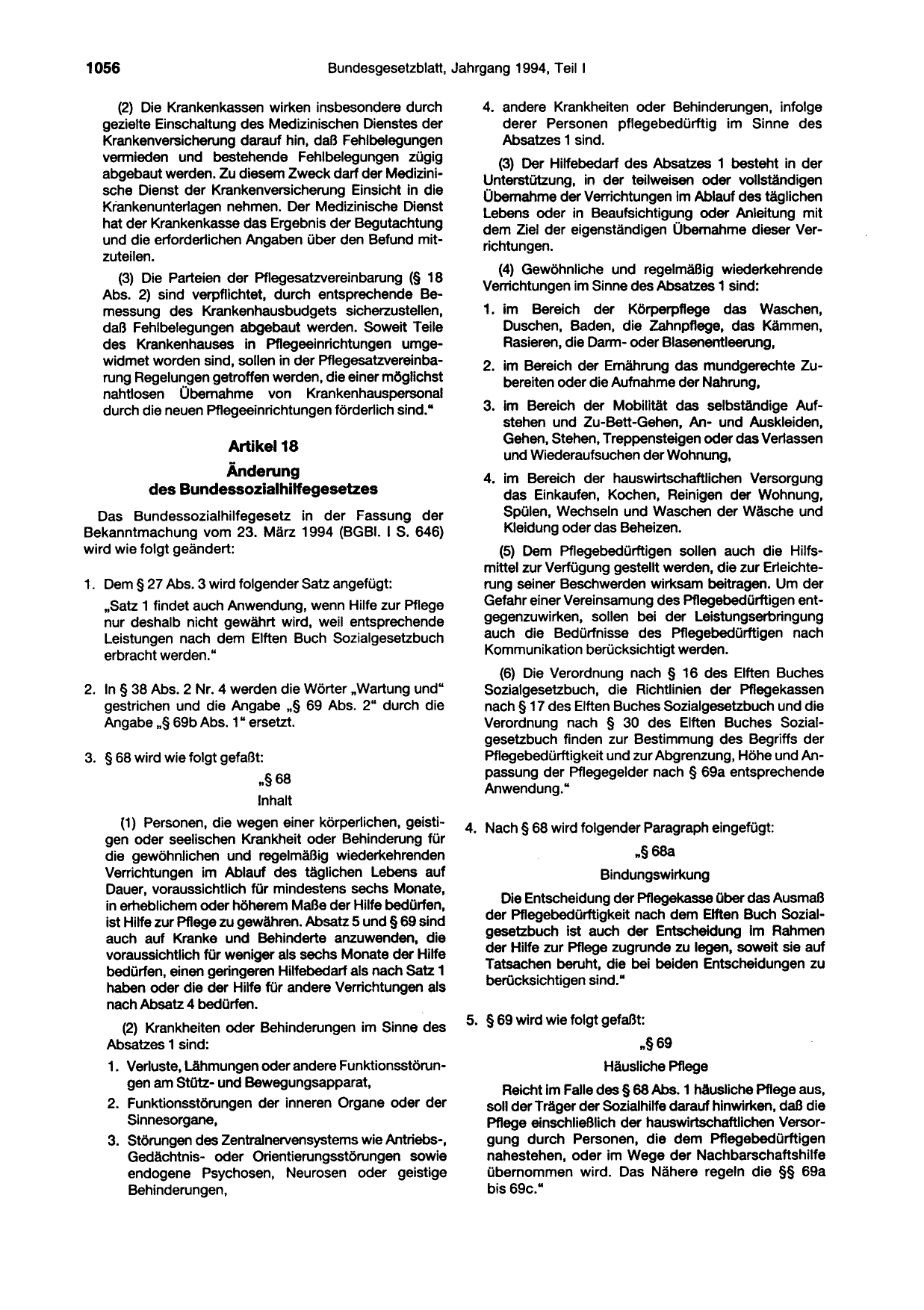 BGBl. 1994, Seite 1056 — Originalseite als Abbildung