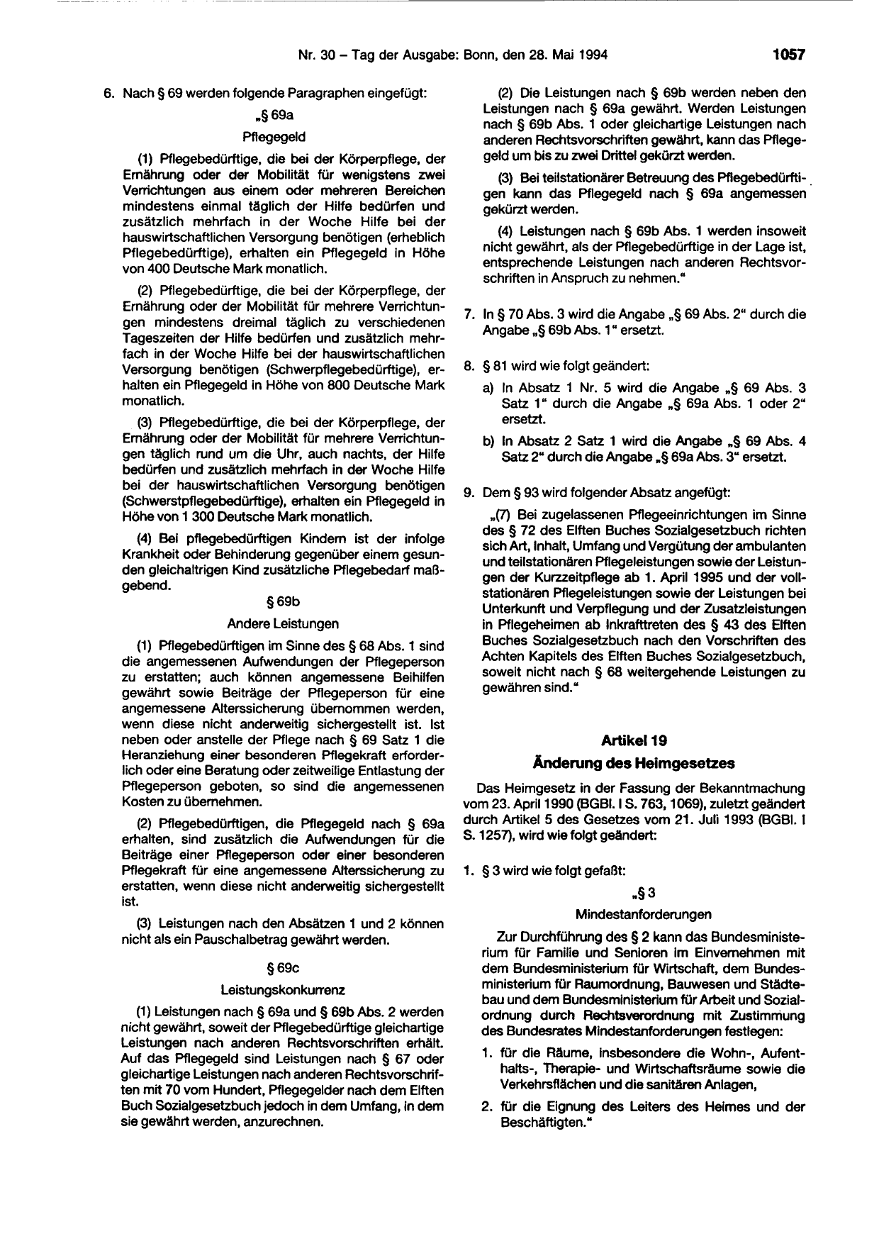BGBl. 1994, Seite 1057 — Originalseite als Abbildung
