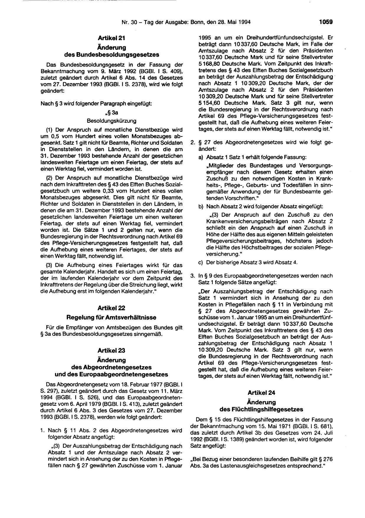 BGBl. 1994, Seite 1059 — Originalseite als Abbildung