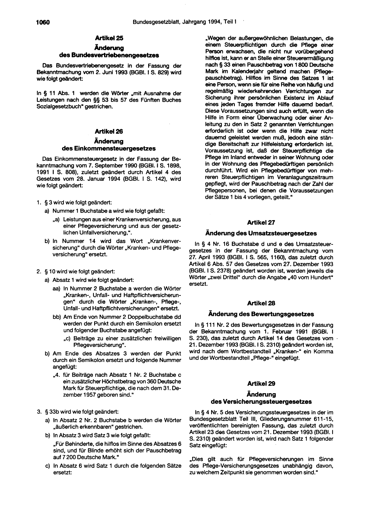 BGBl. 1994, Seite 1060 — Originalseite als Abbildung
