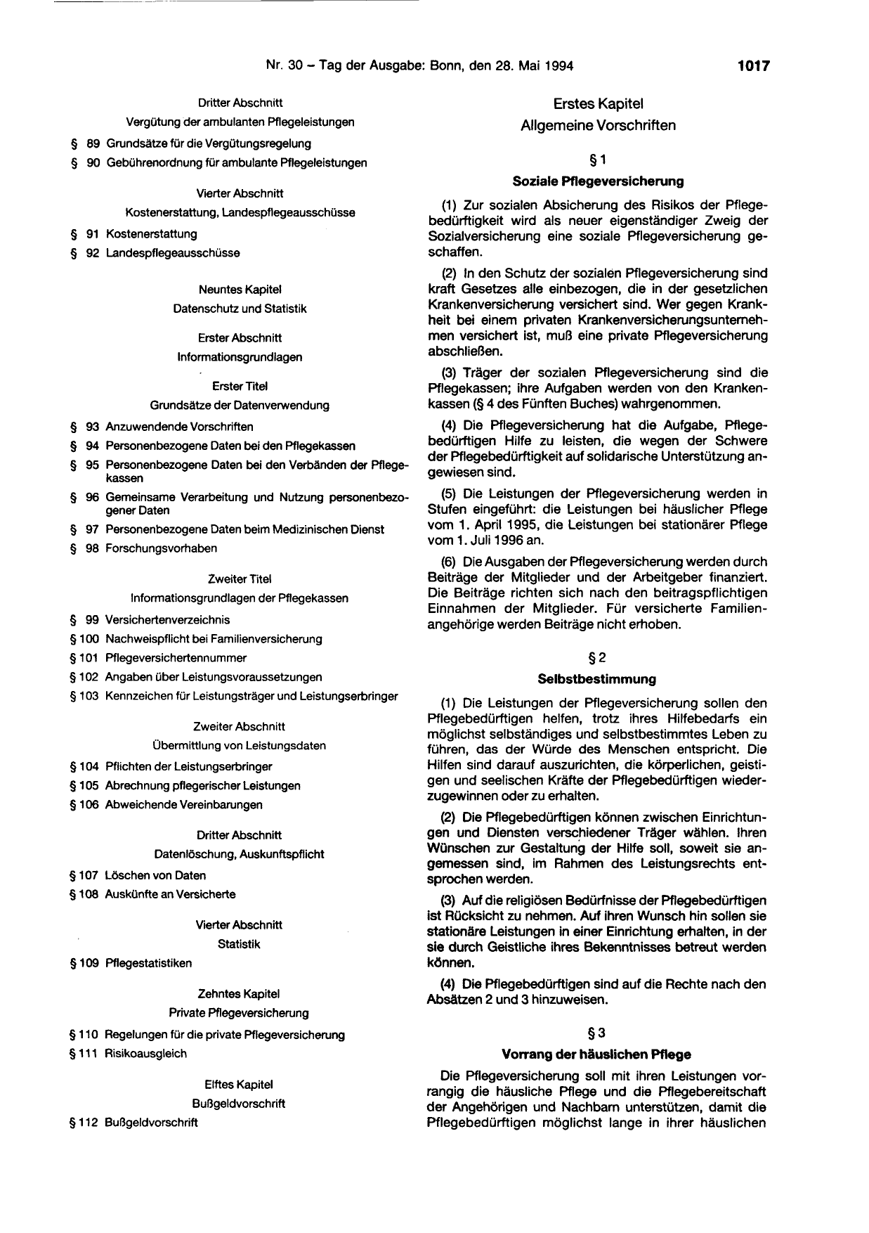 BGBl. 1994, Seite 1017 — Originalseite als Abbildung