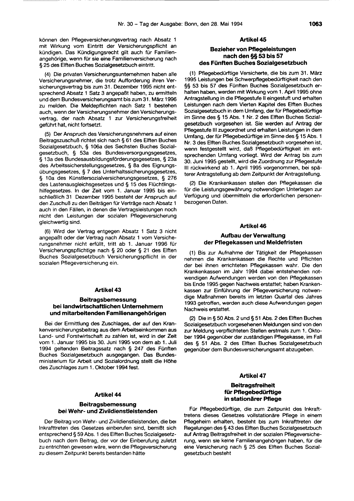 BGBl. 1994, Seite 1063 — Originalseite als Abbildung