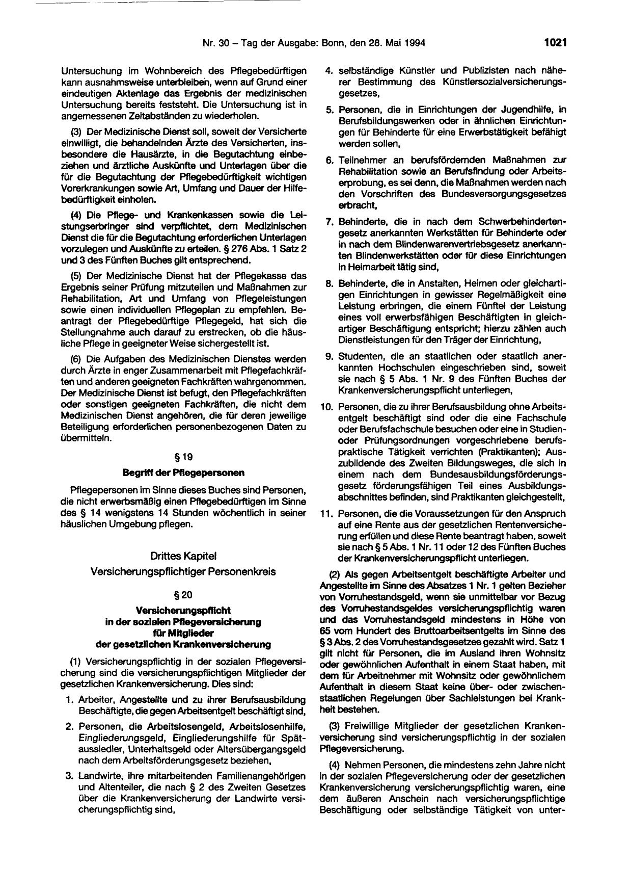 BGBl. 1994, Seite 1021 — Originalseite als Abbildung