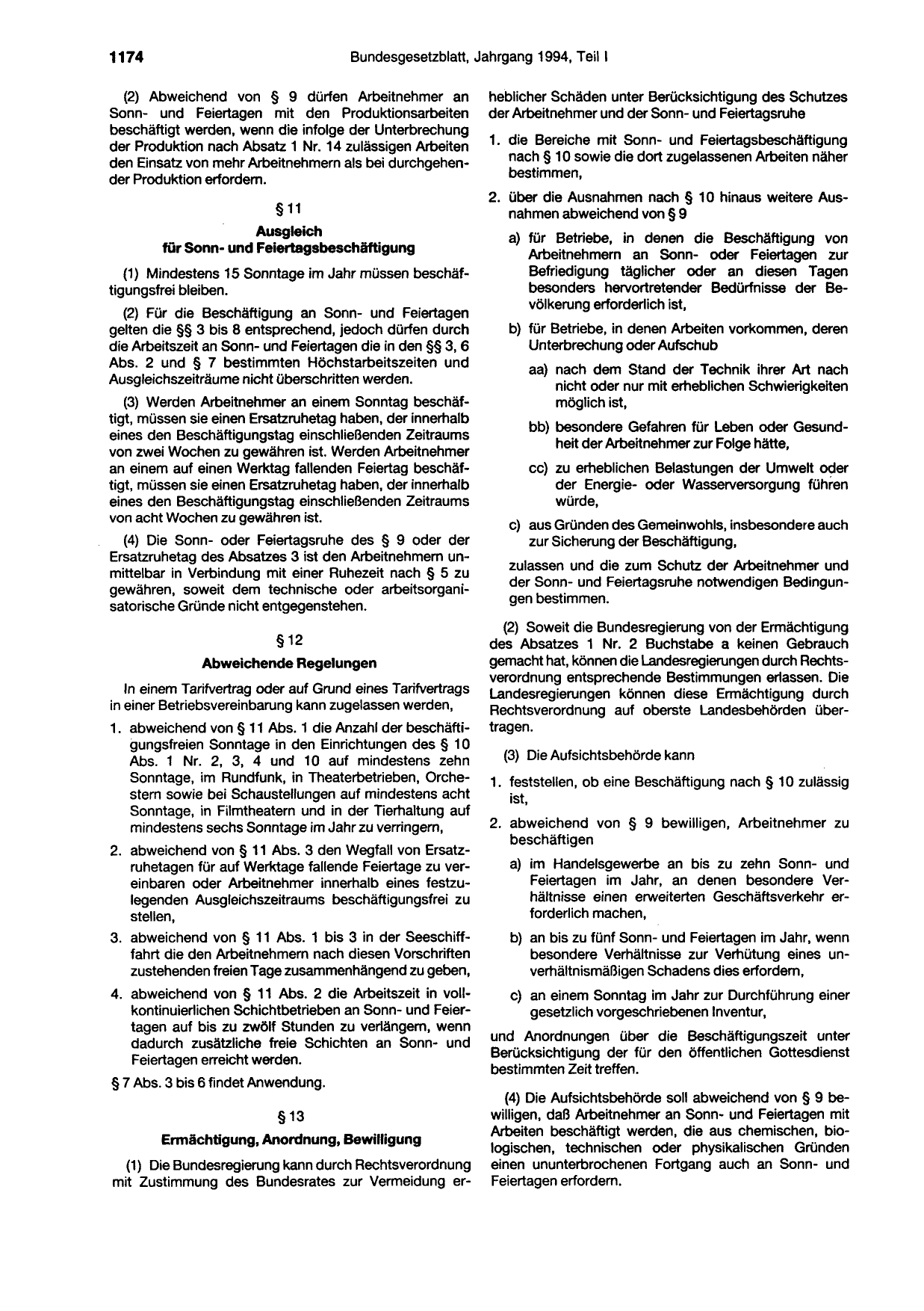 BGBl. 1994, Seite 1174 — Originalseite als Abbildung