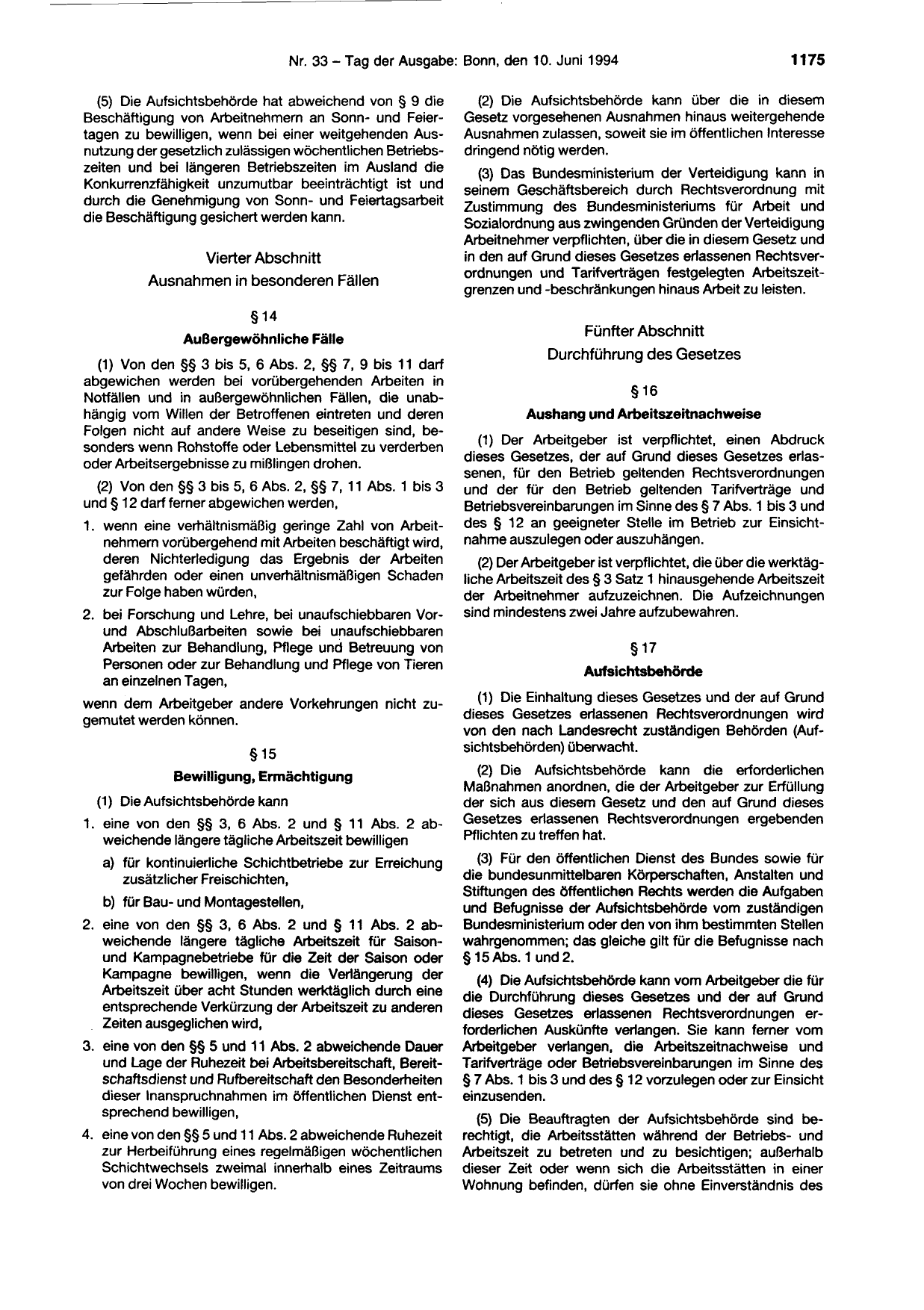 BGBl. 1994, Seite 1175 — Originalseite als Abbildung