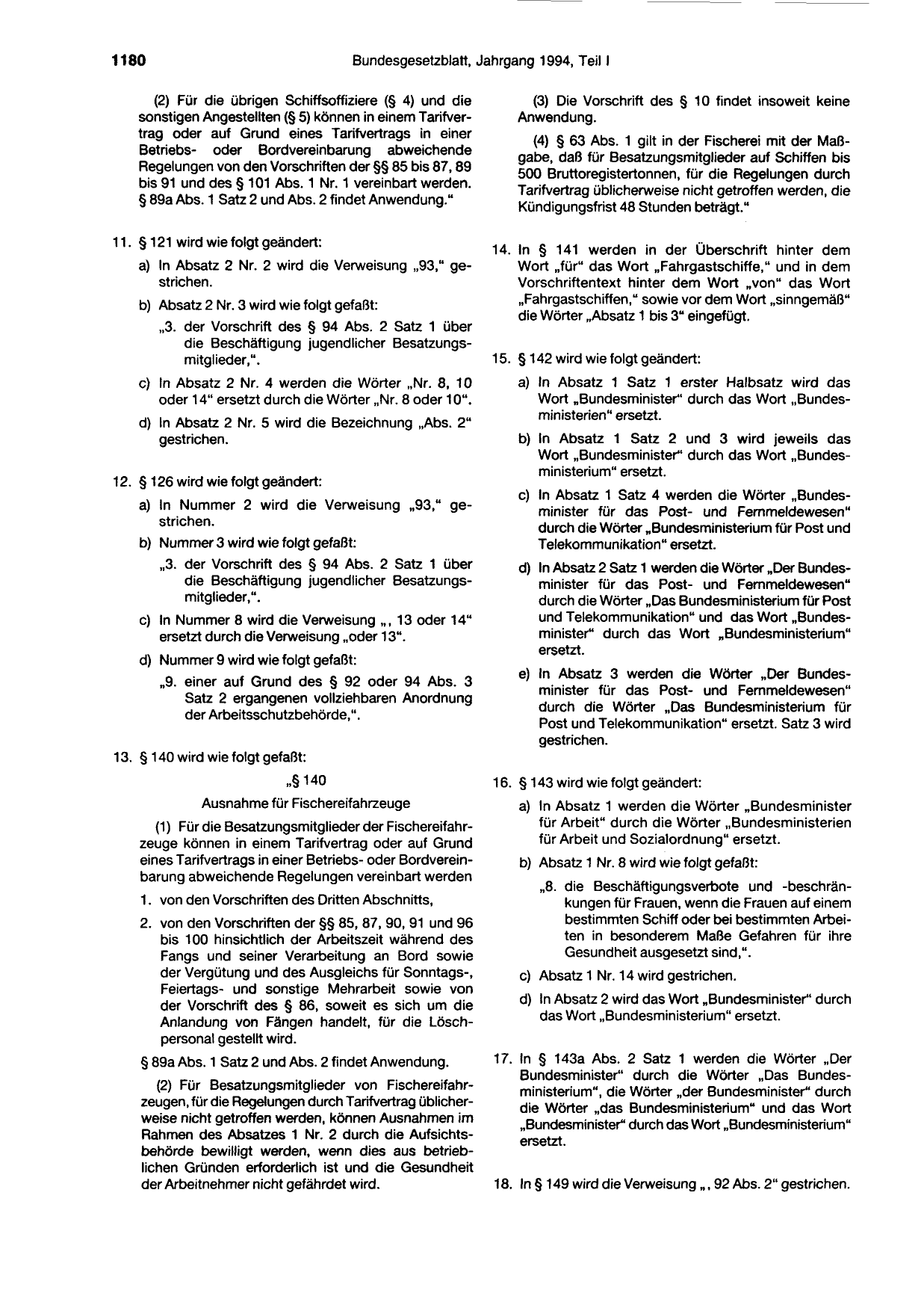 BGBl. 1994, Seite 1180 — Originalseite als Abbildung