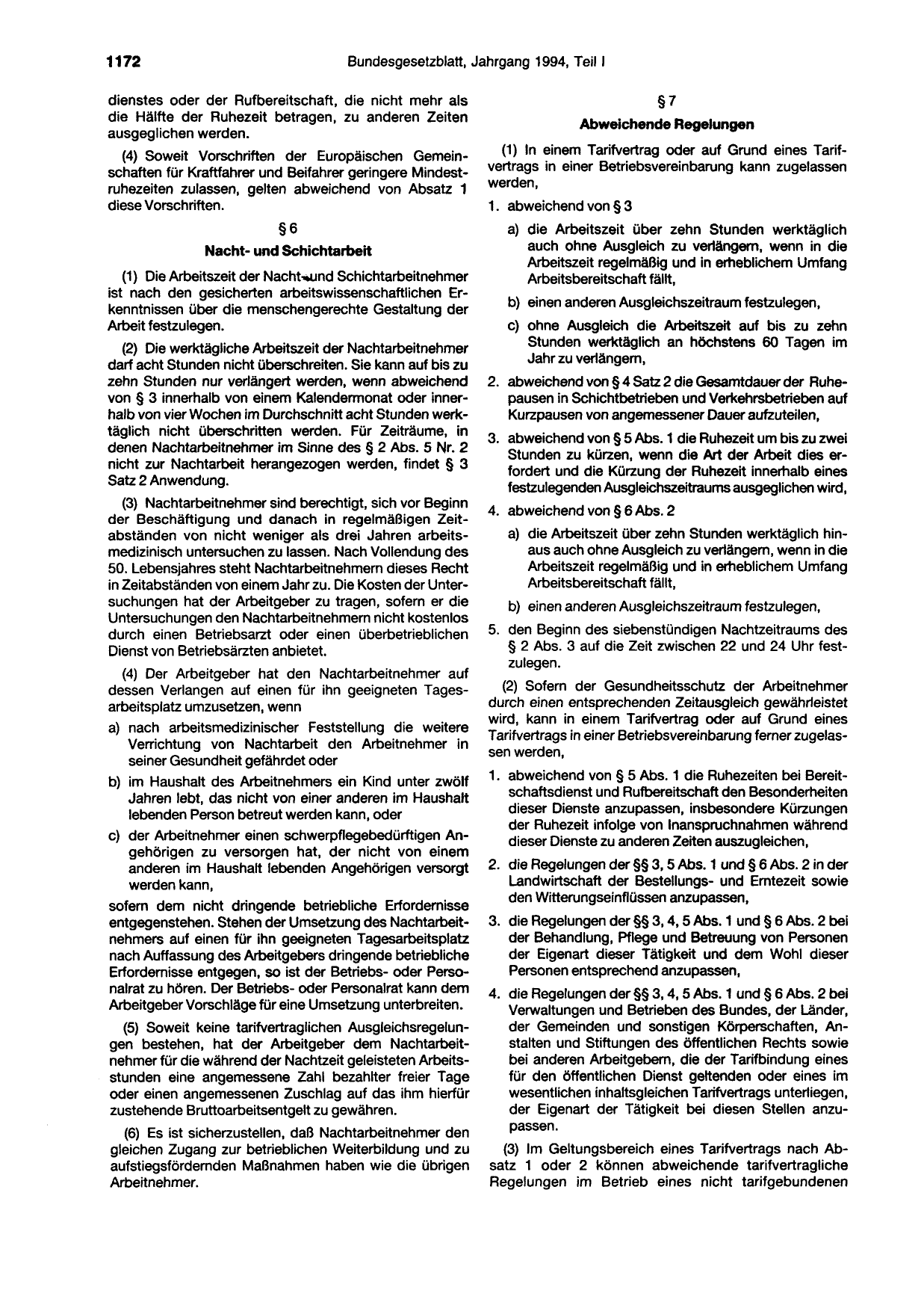 BGBl. 1994, Seite 1172 — Originalseite als Abbildung