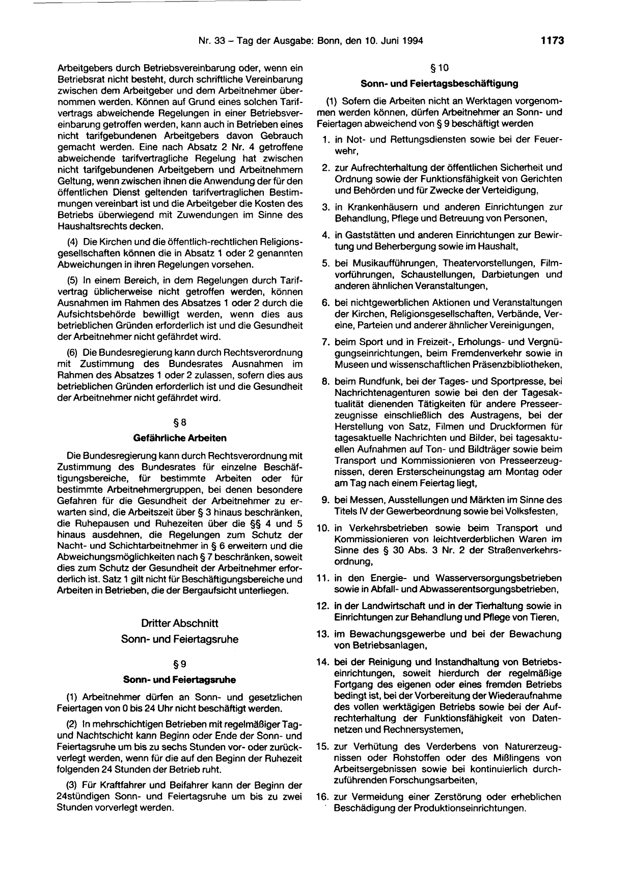 BGBl. 1994, Seite 1173 — Originalseite als Abbildung