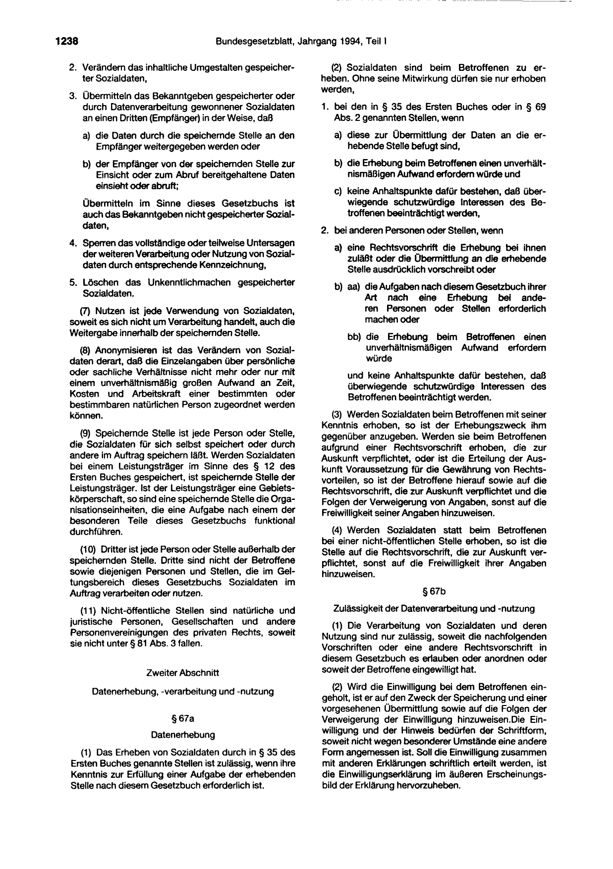 BGBl. 1994, Seite 1238 — Originalseite als Abbildung